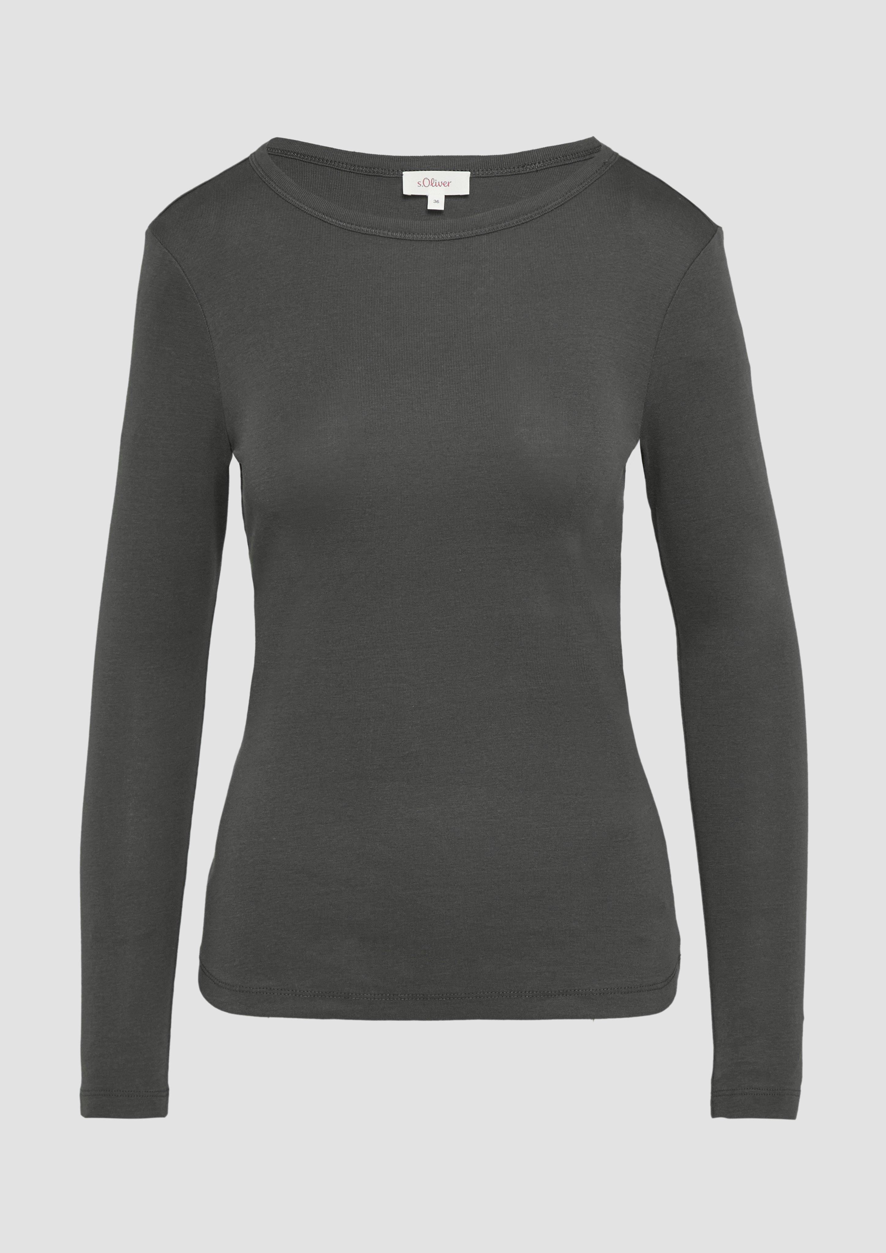 s.Oliver - Longsleeve mit Rippstruktur, Damen, grau