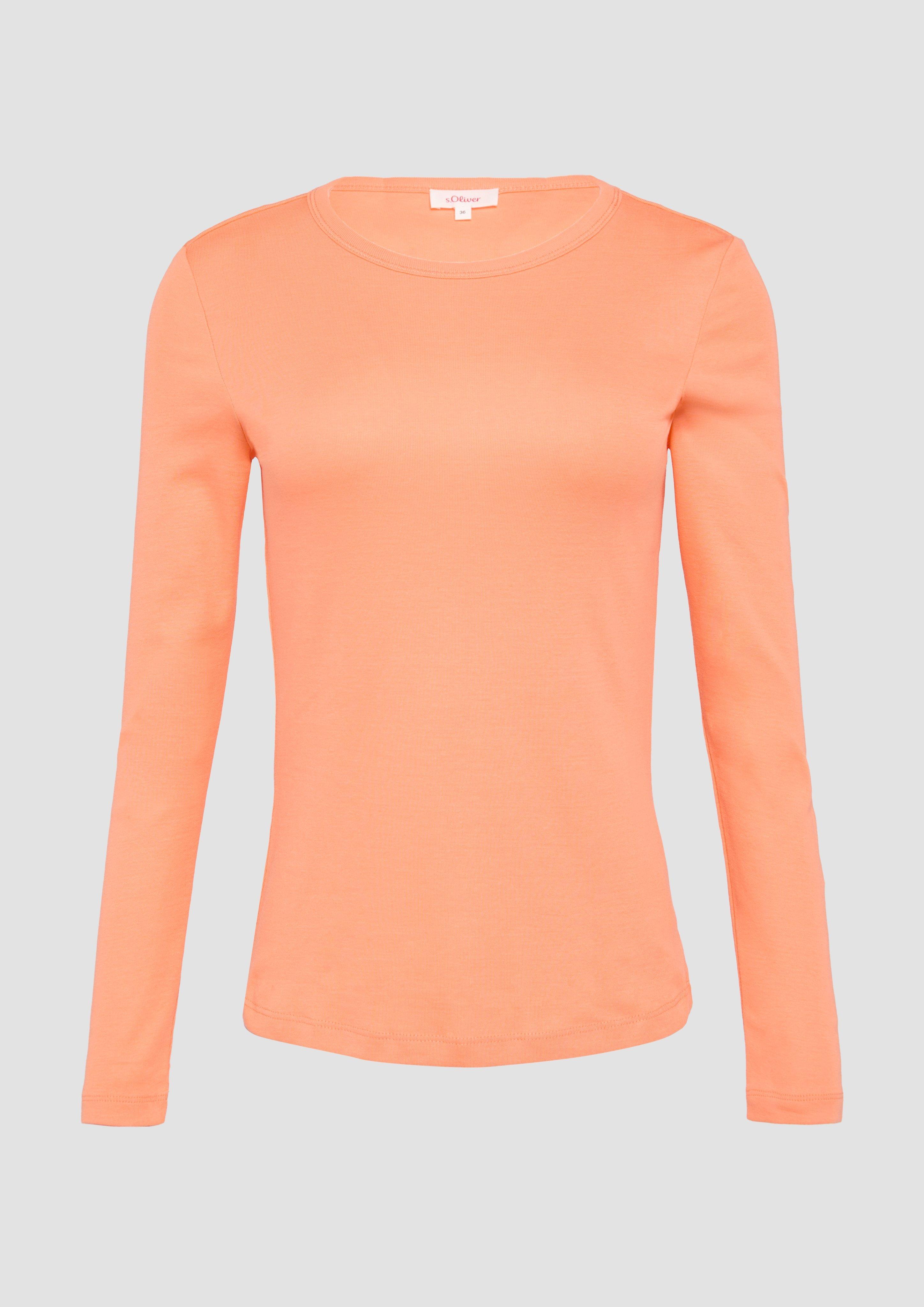 s.Oliver - Elastisches Longsleeve mit Rundhalsausschnitt, Damen, Orange