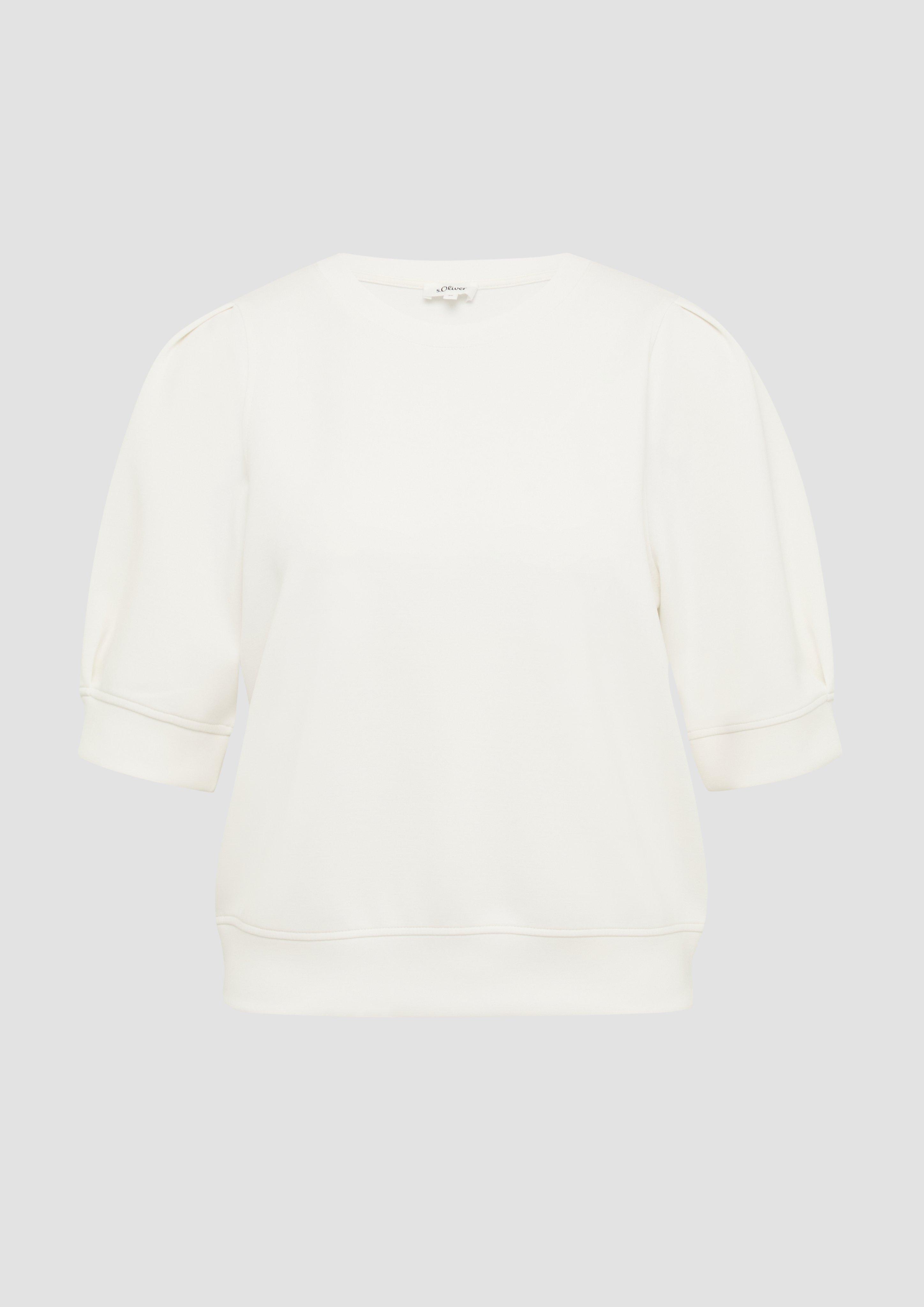 s.Oliver - Scuba-Sweatshirt mit Faltendetails, Damen, creme