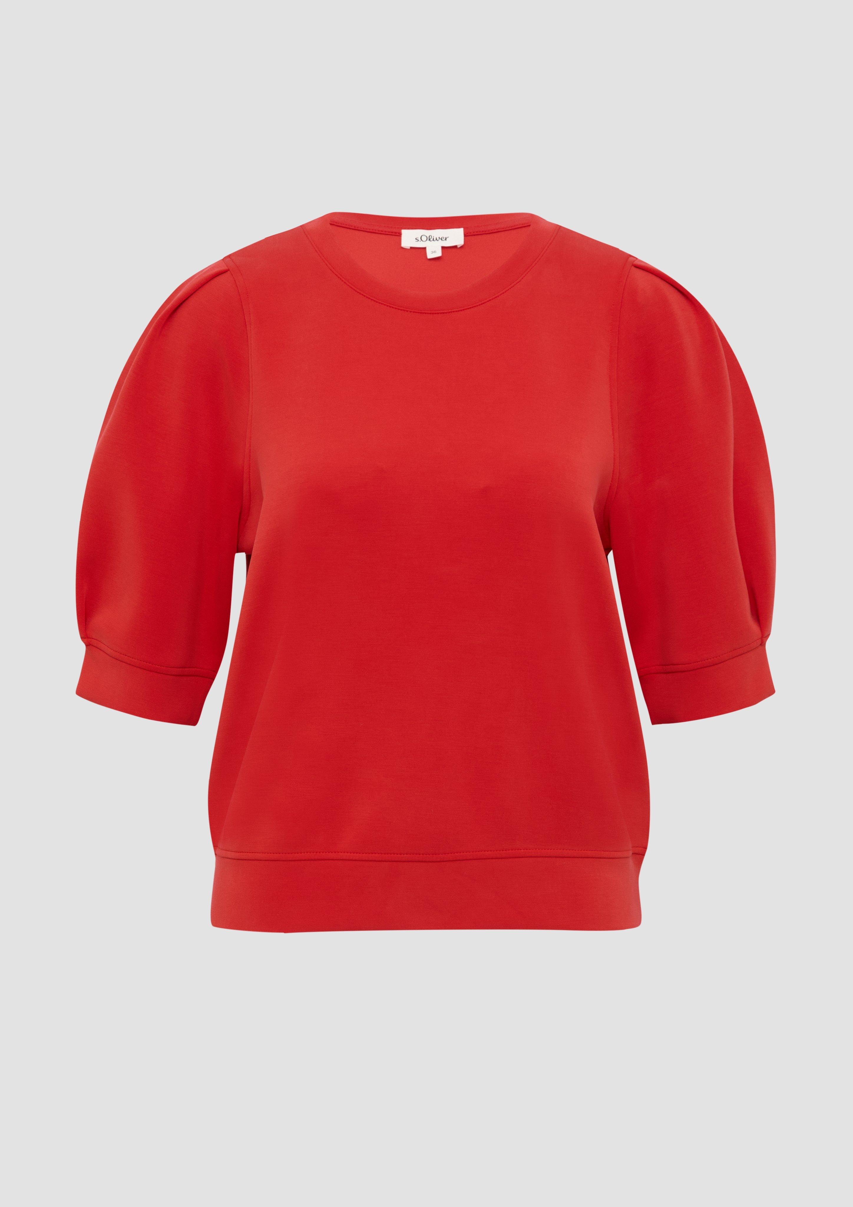 s.Oliver - Scuba-Sweatshirt mit Faltendetails, Damen, rot