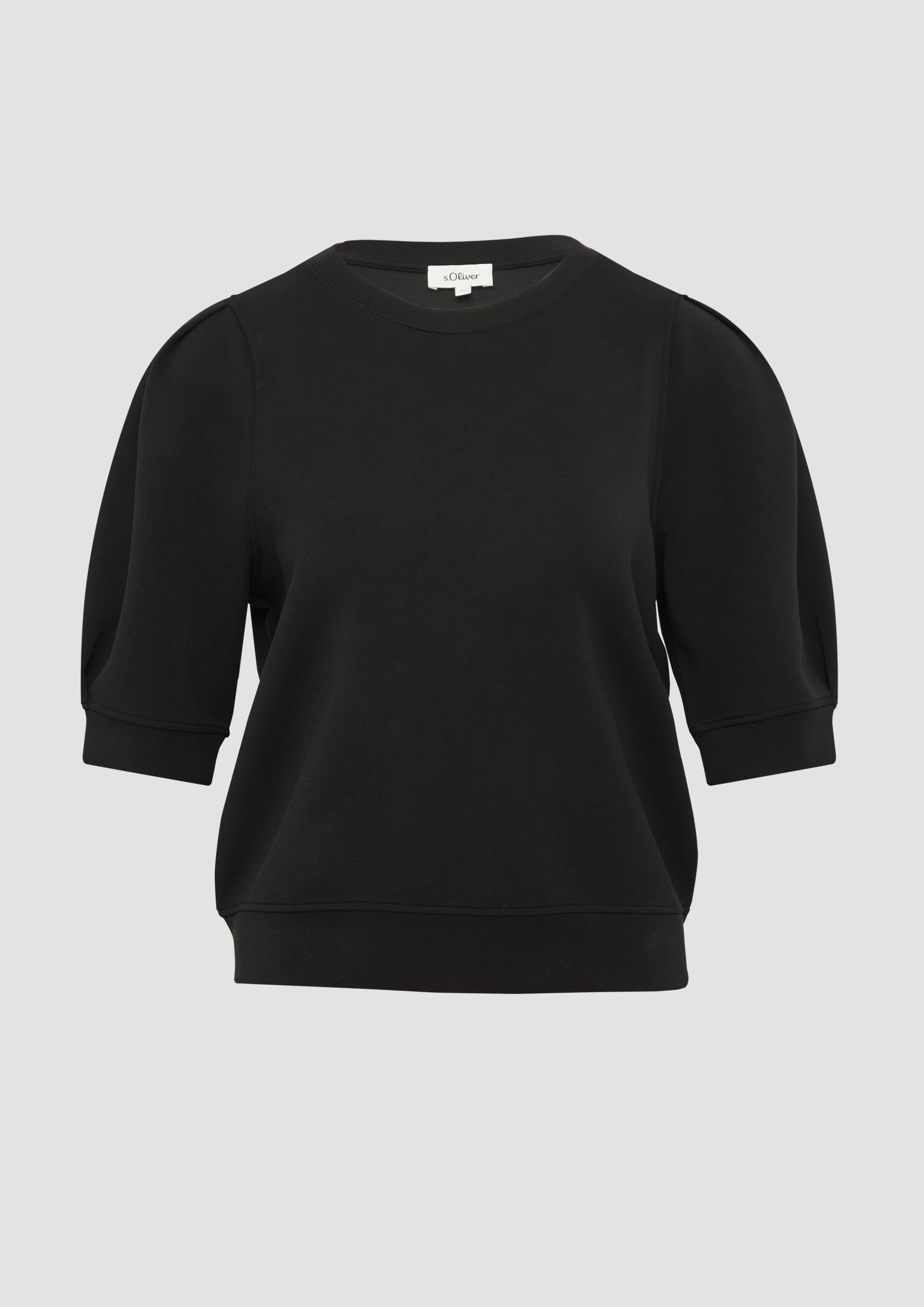 s.Oliver - Scuba-Sweatshirt mit Faltendetails, Damen, schwarz