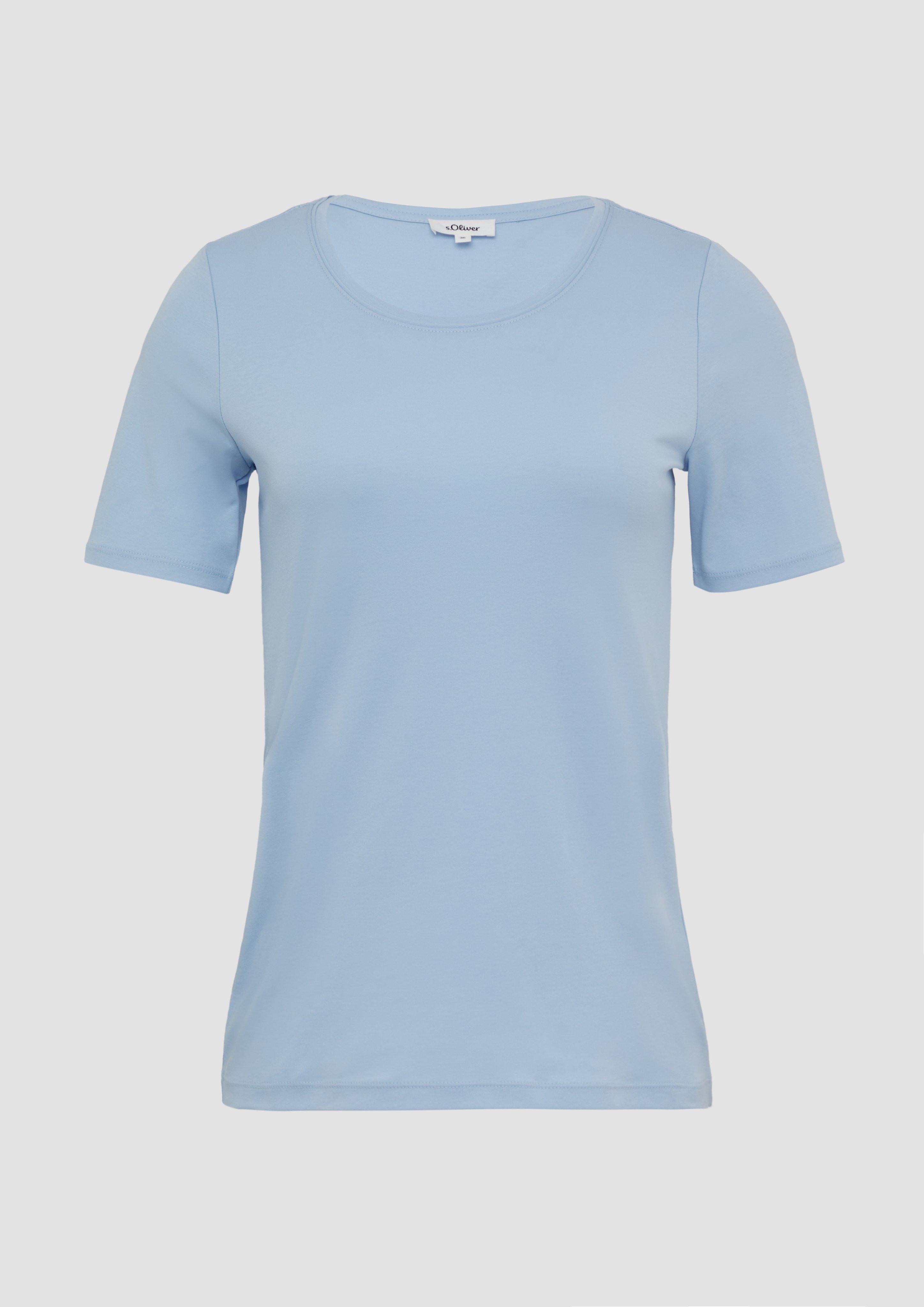 s.Oliver - T-Shirt aus Interlockjersey im Slim Fit, Damen, blau