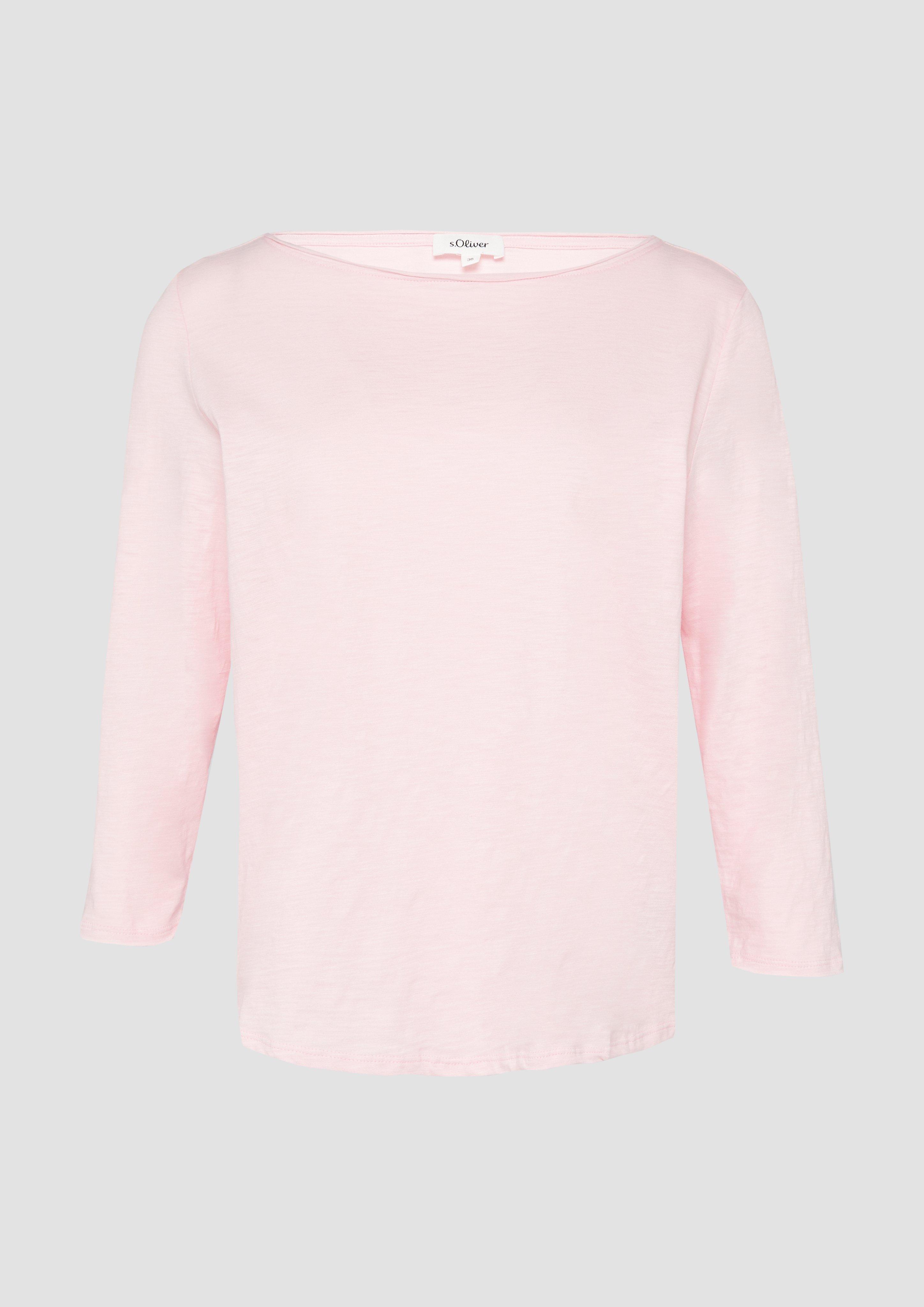s.Oliver - Shirt mit Flammgarnstruktur und 3/4-Ärmeln, Damen, Rosa