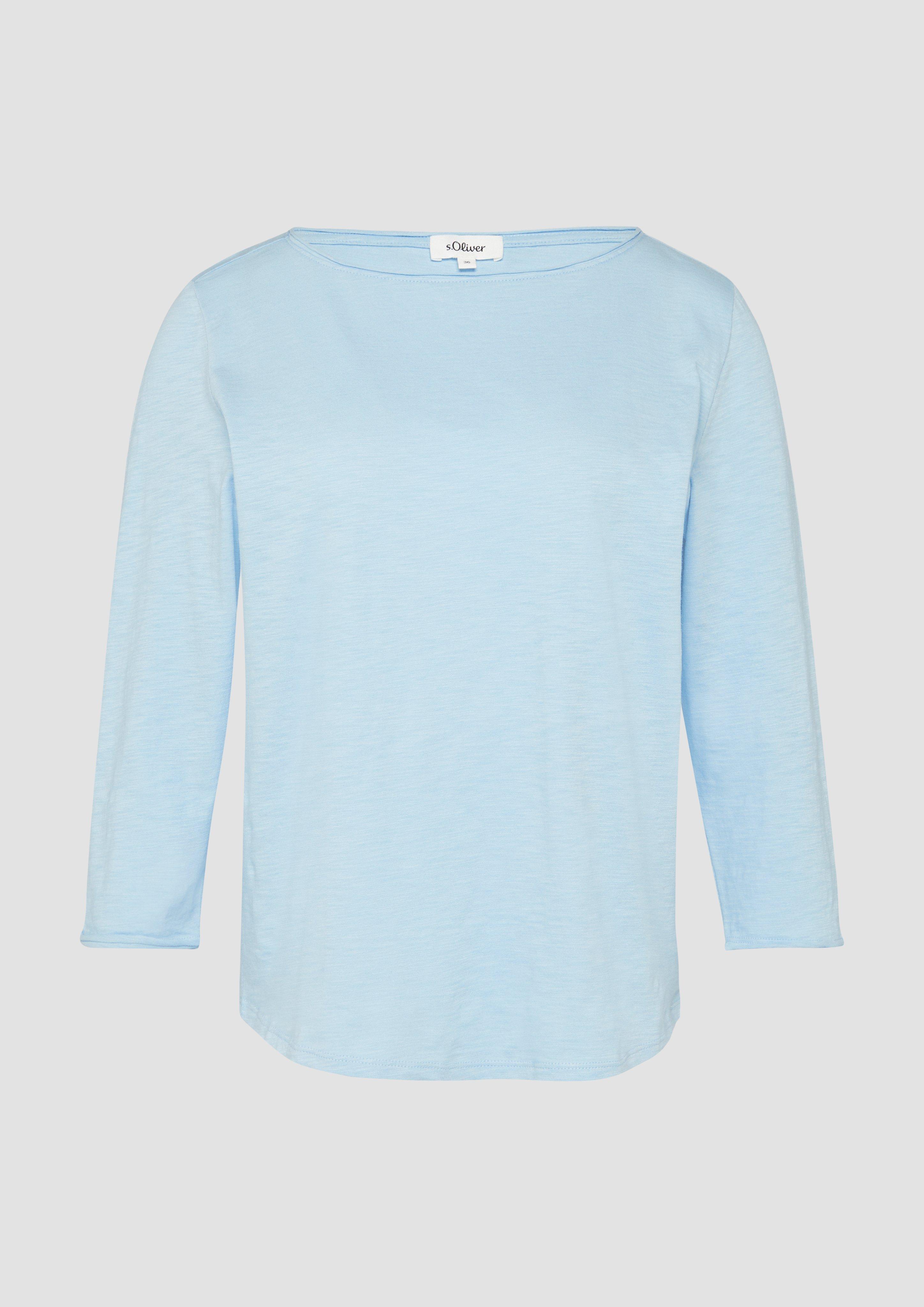 s.Oliver - Shirt mit Flammgarnstruktur und 3/4-Ärmeln, Damen, blau