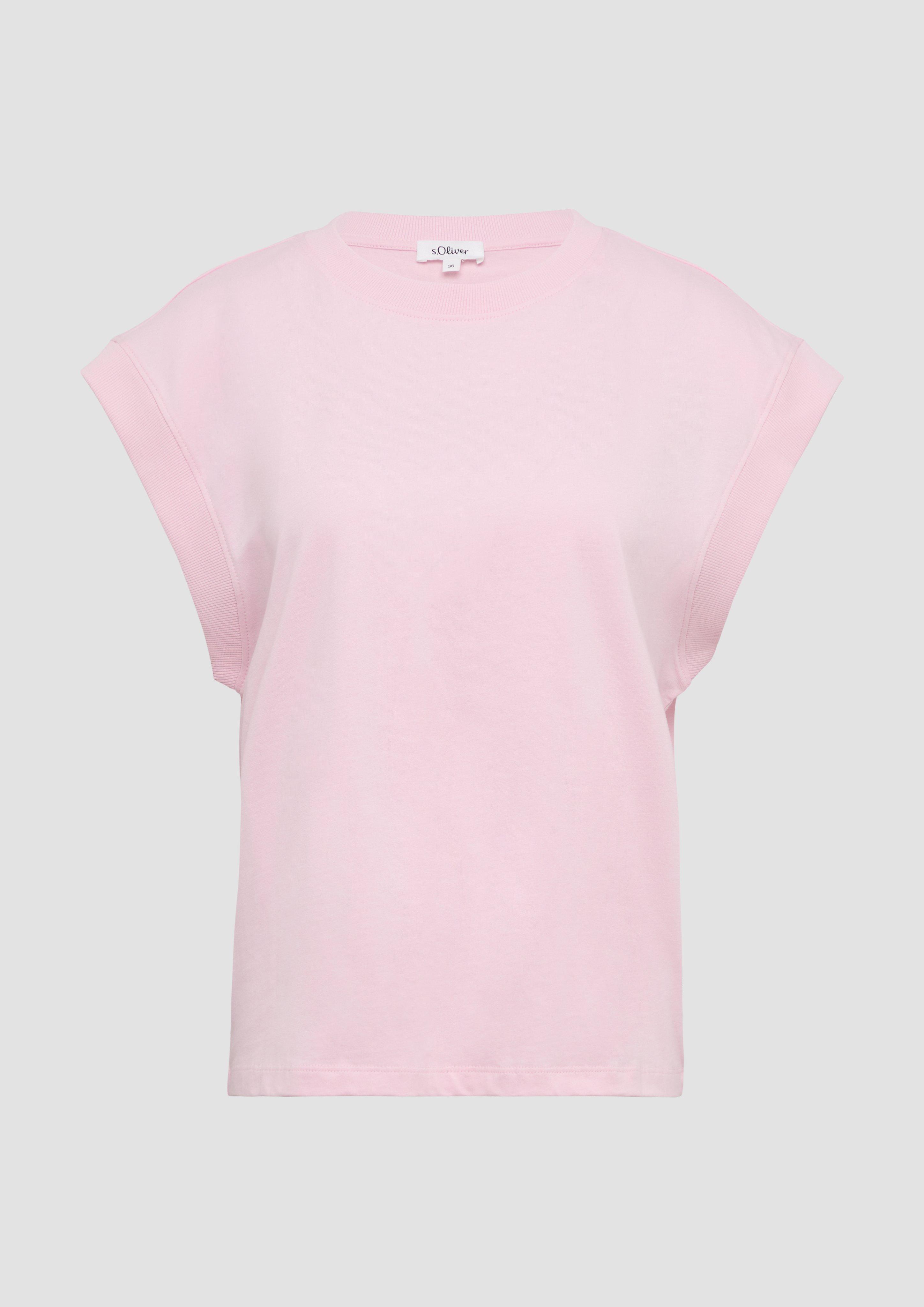 s.Oliver - T-Shirt im Relaxed Fit mit überschnittenen Schultern, Damen, Rosa