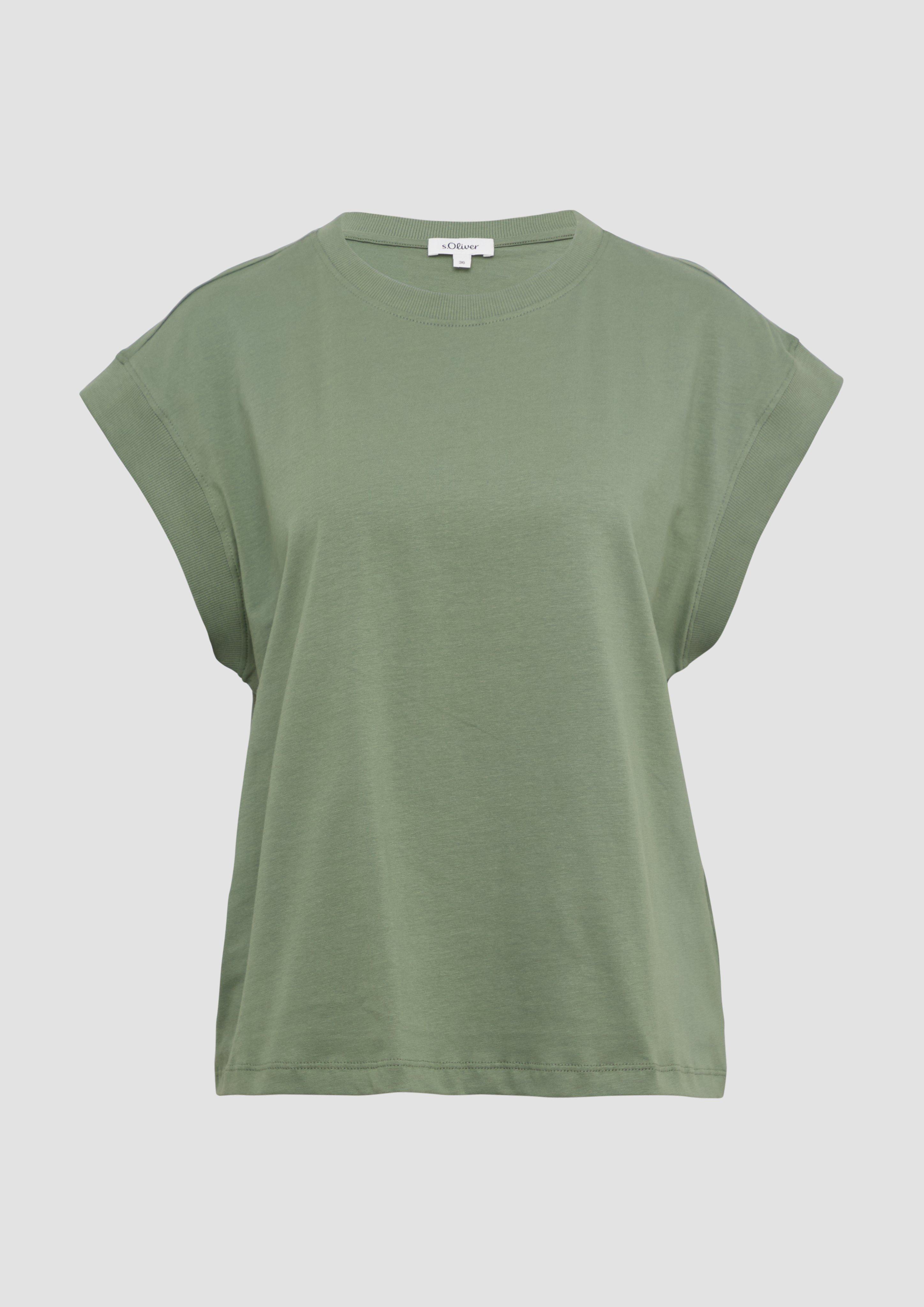 s.Oliver - T-Shirt im Relaxed Fit mit überschnittenen Schultern, Damen, grün
