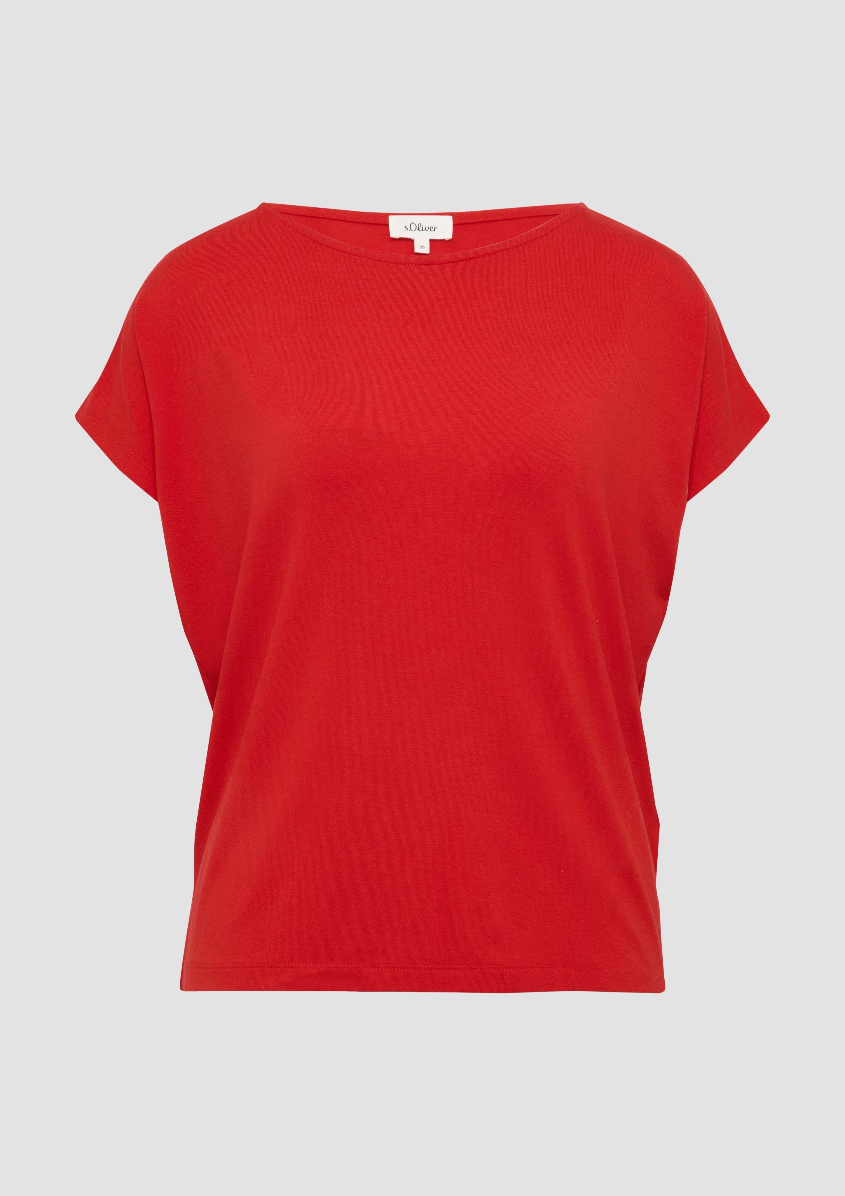 s.Oliver - Fließendes Jersey-Shirt mit überschnittenen Schultern, Damen, rot