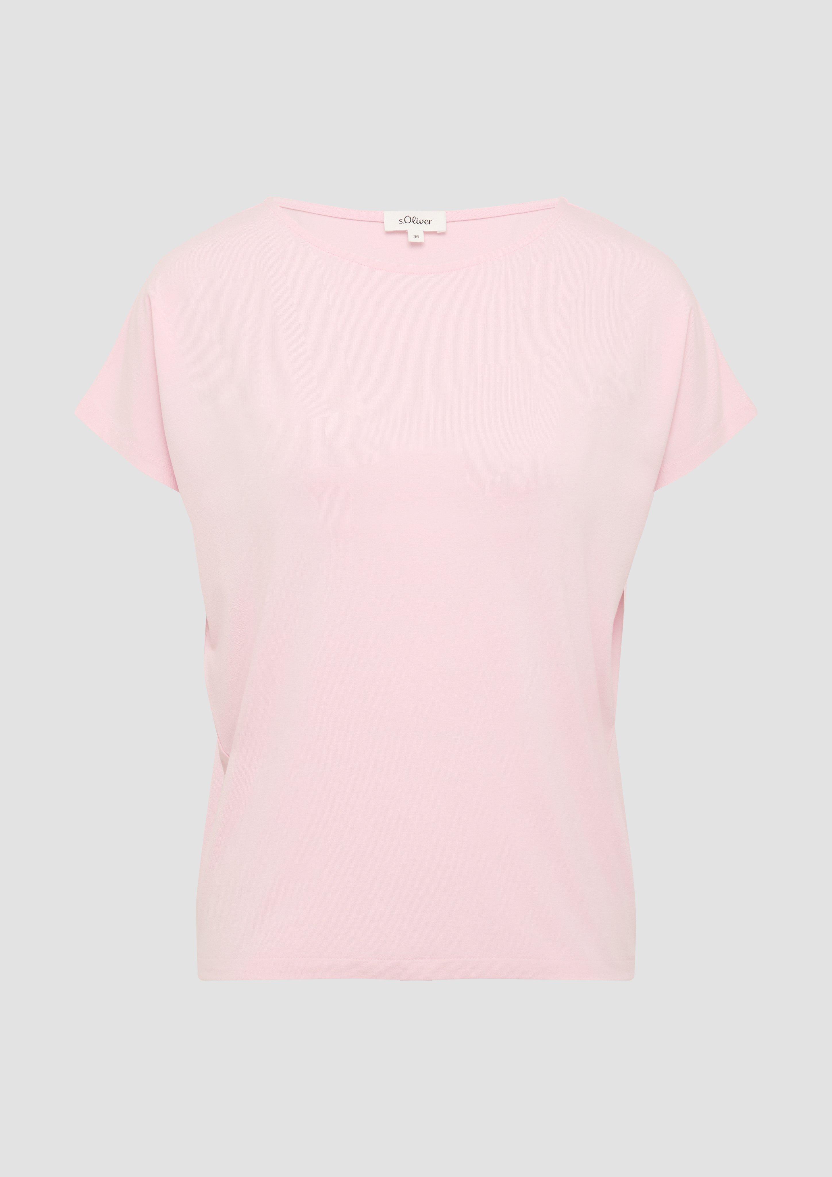 s.Oliver - Fließendes Jersey-Shirt mit überschnittenen Schultern, Damen, Rosa