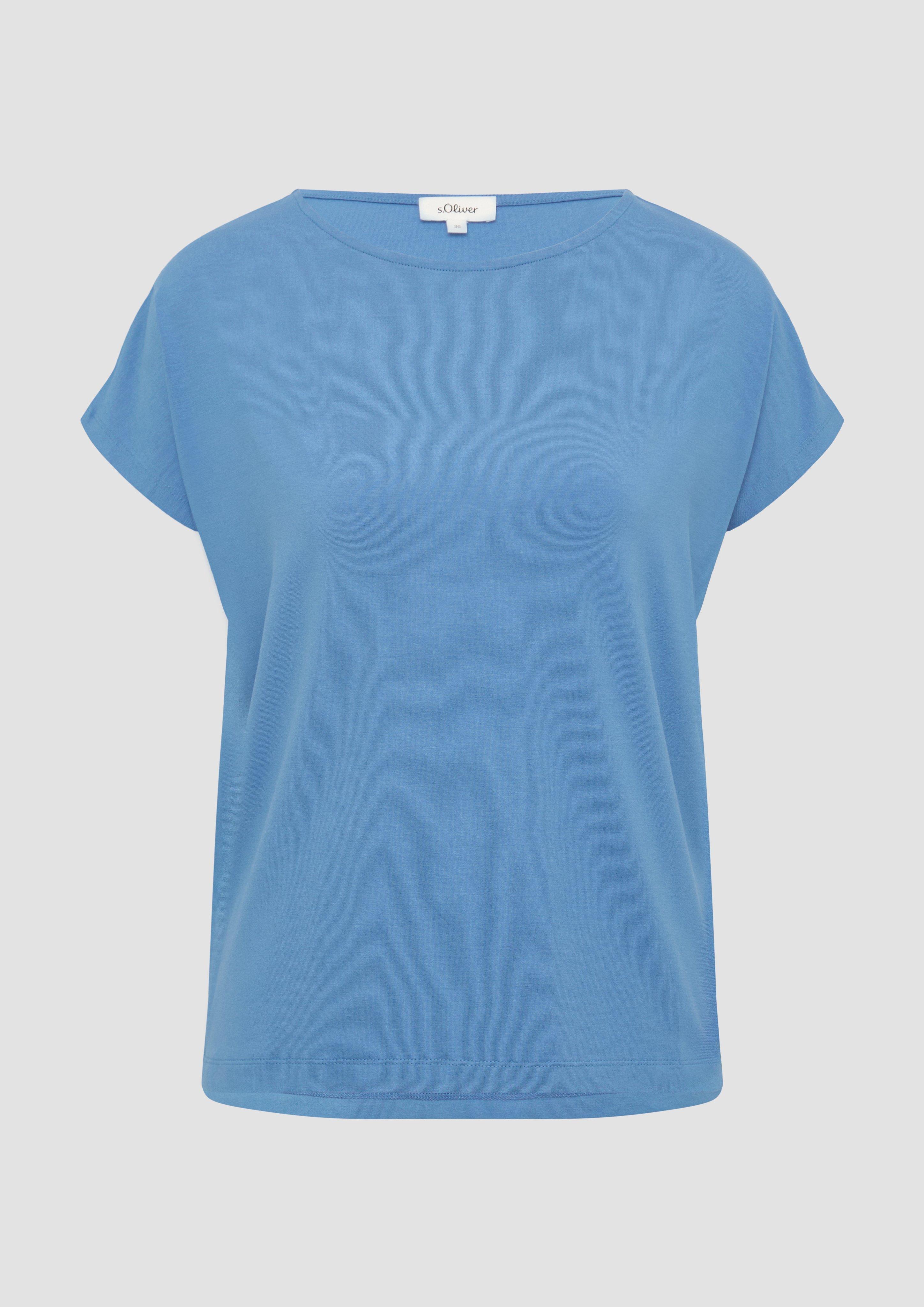 s.Oliver - Fließendes Jersey-Shirt mit überschnittenen Schultern, Damen, blau