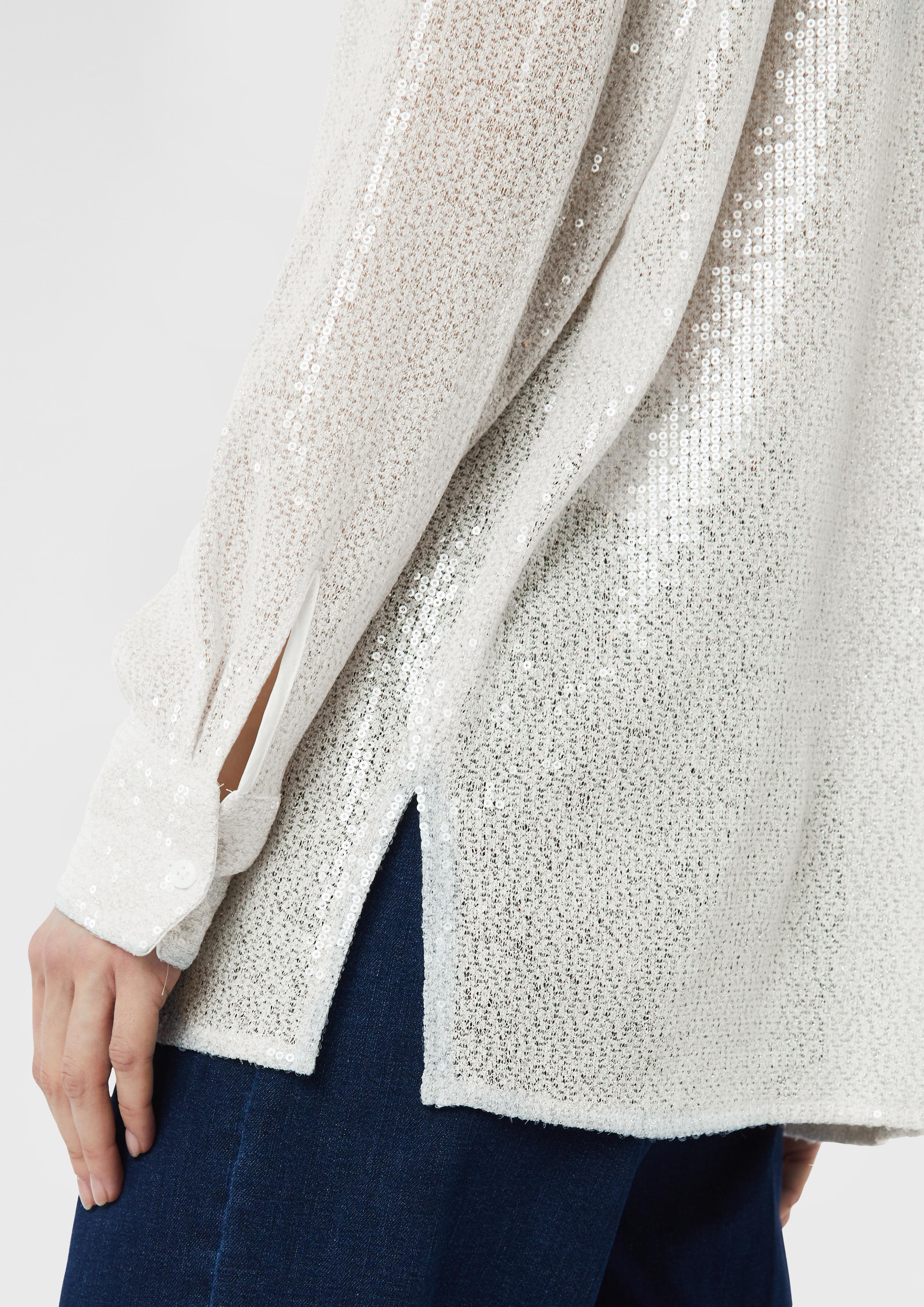 Festive oversized shirt blouse with sequins - white | Comma Festive oversized shirt blouse with sequins - white | Comma