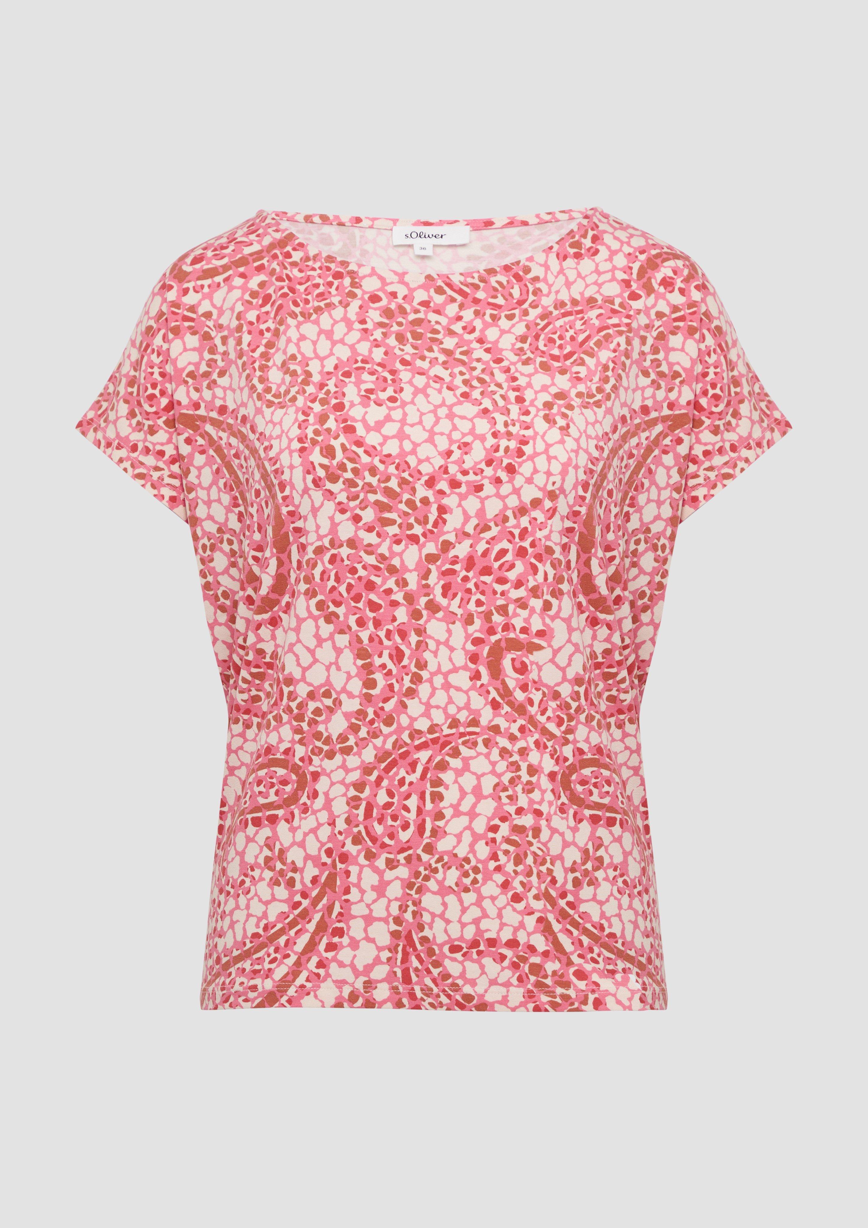 s.Oliver - T-Shirt aus Viskosemix mit überschnittenen Schultern, Damen, rot