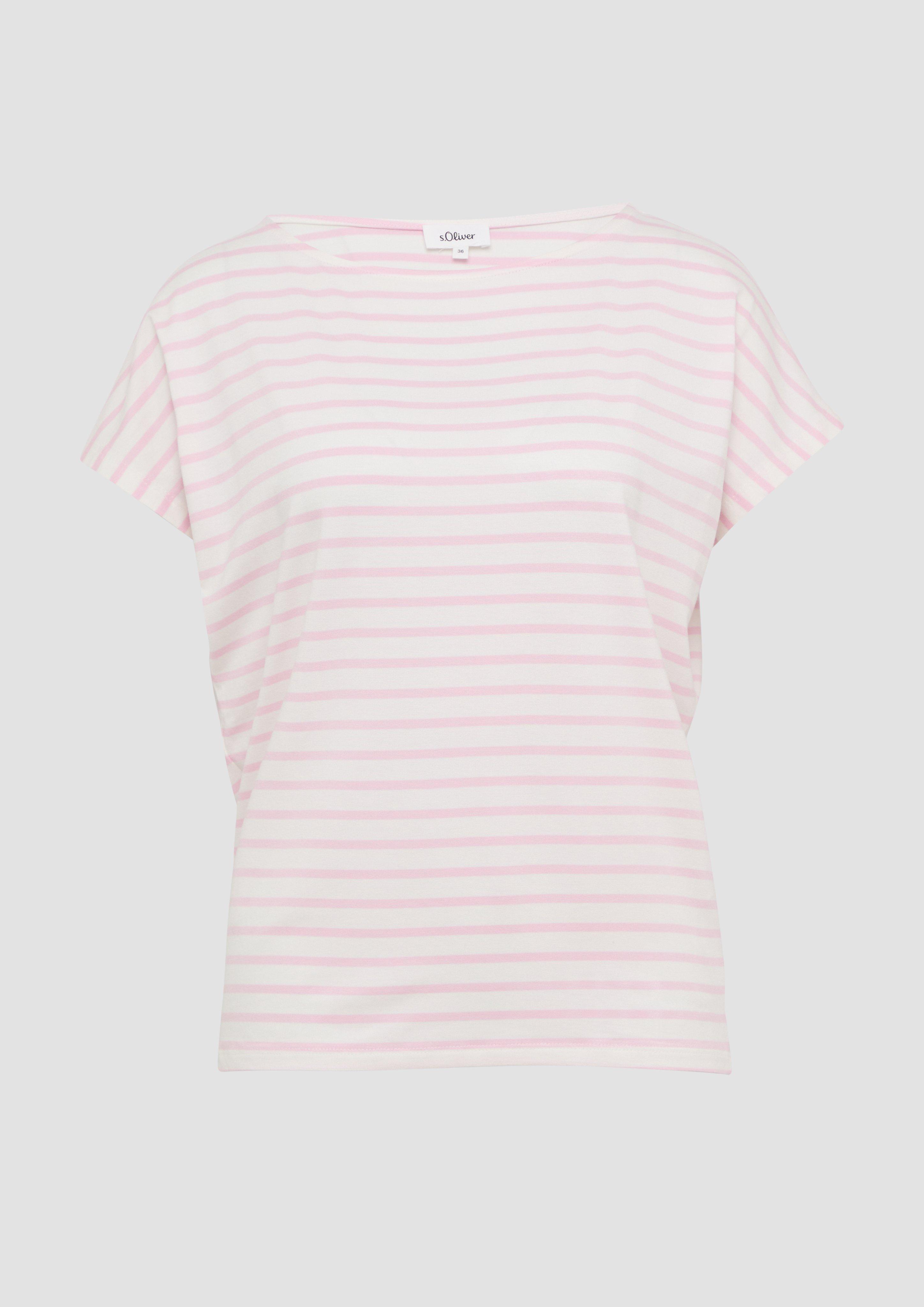 s.Oliver - T-Shirt aus Viskosemix mit überschnittenen Schultern, Damen, Rosa