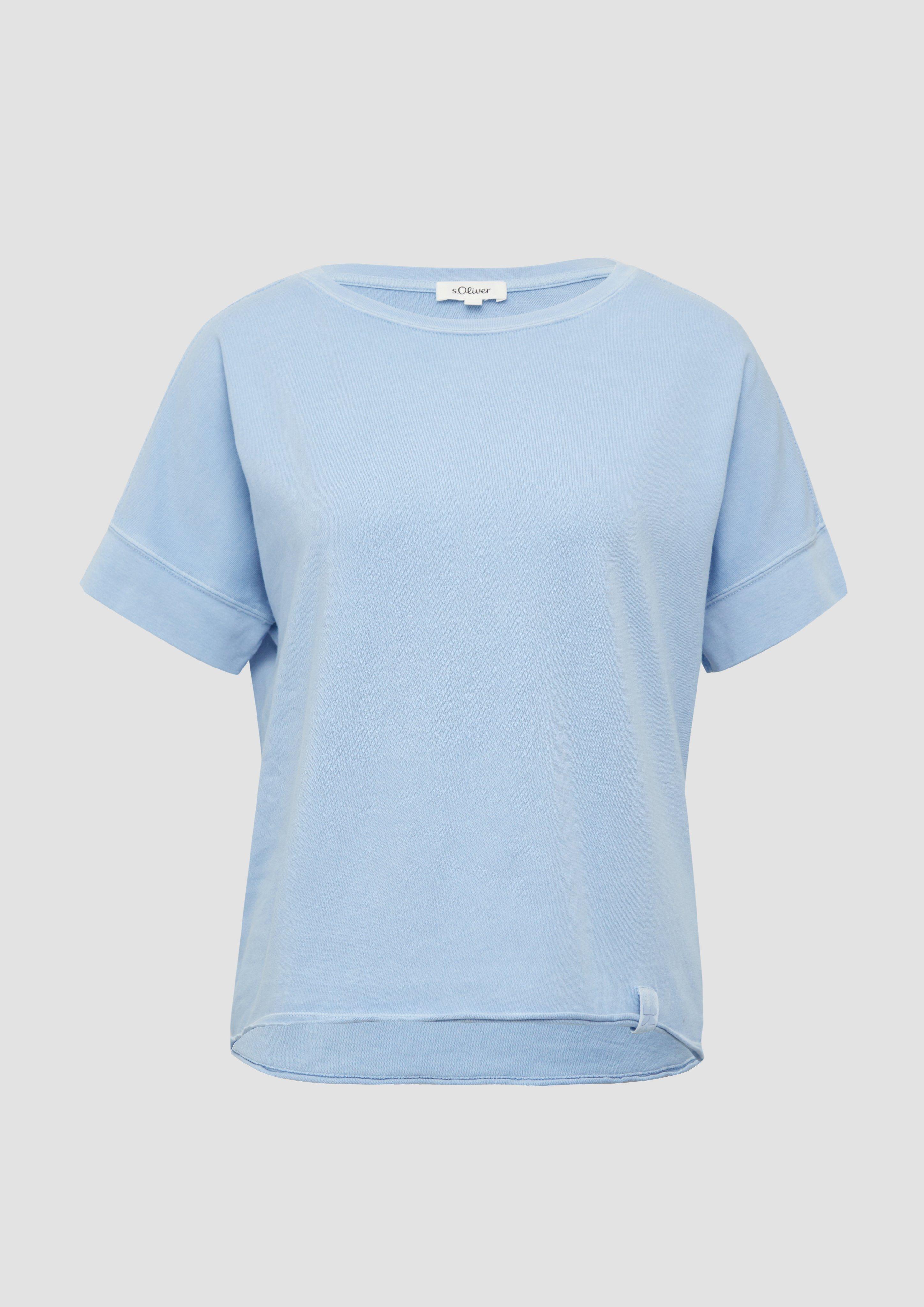 s.Oliver - Gewaschenes T-Shirt mit Ziernähten im Relaxed Fit, Damen, blau