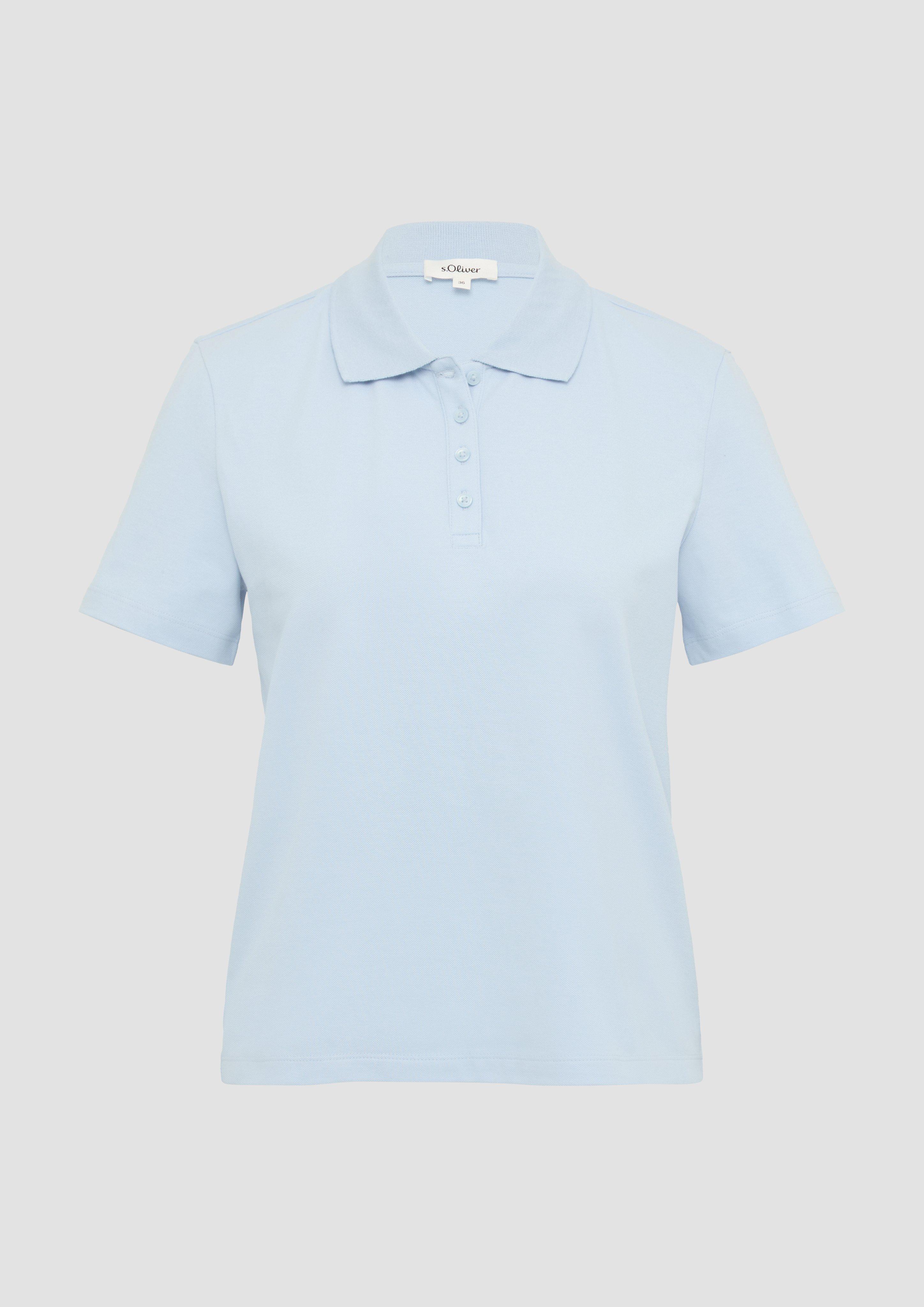 s.Oliver - Piqué-Poloshirt aus Baumwollmix, Damen, blau
