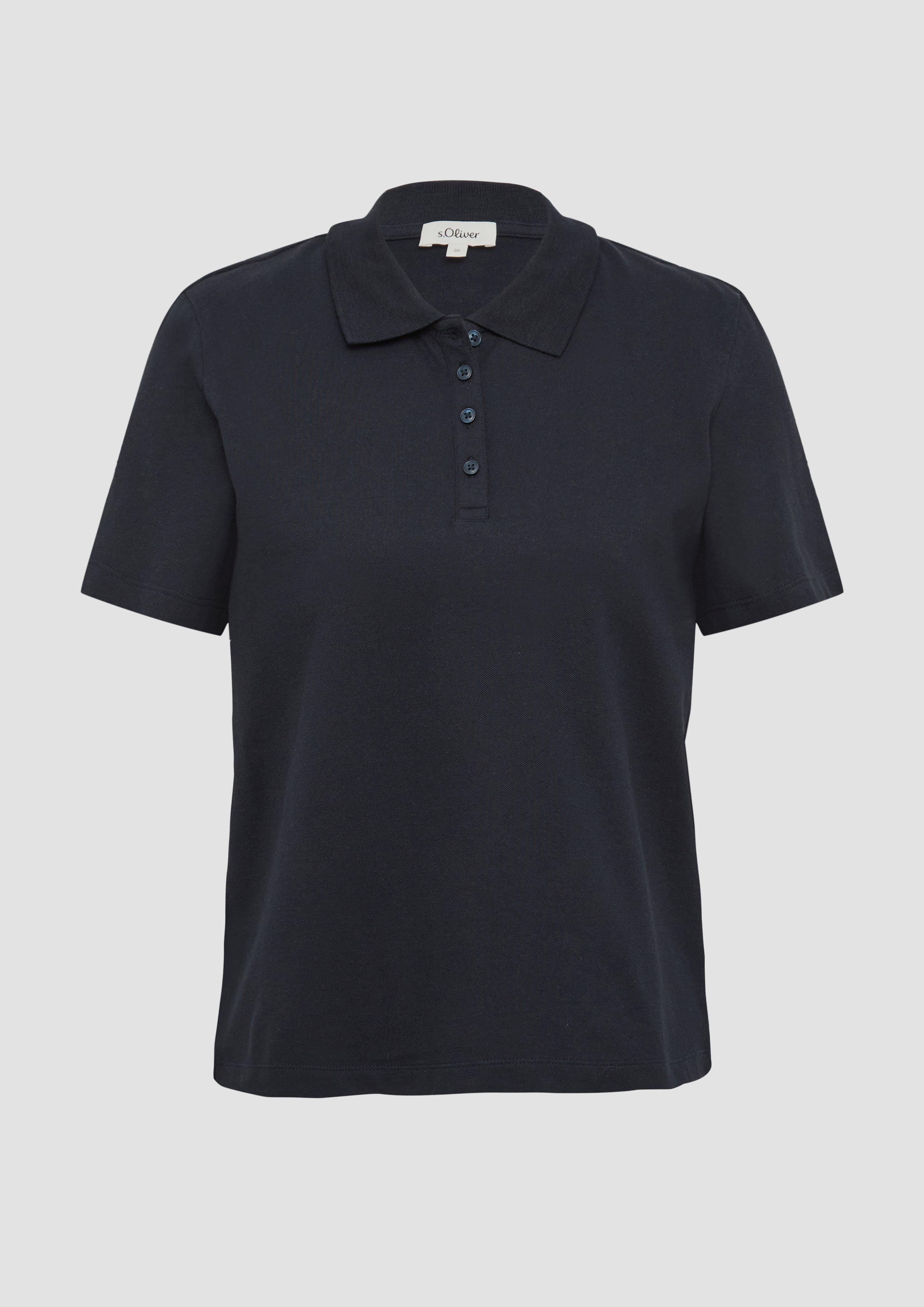 s.Oliver - Piqué-Poloshirt aus Baumwollmix, Damen, blau