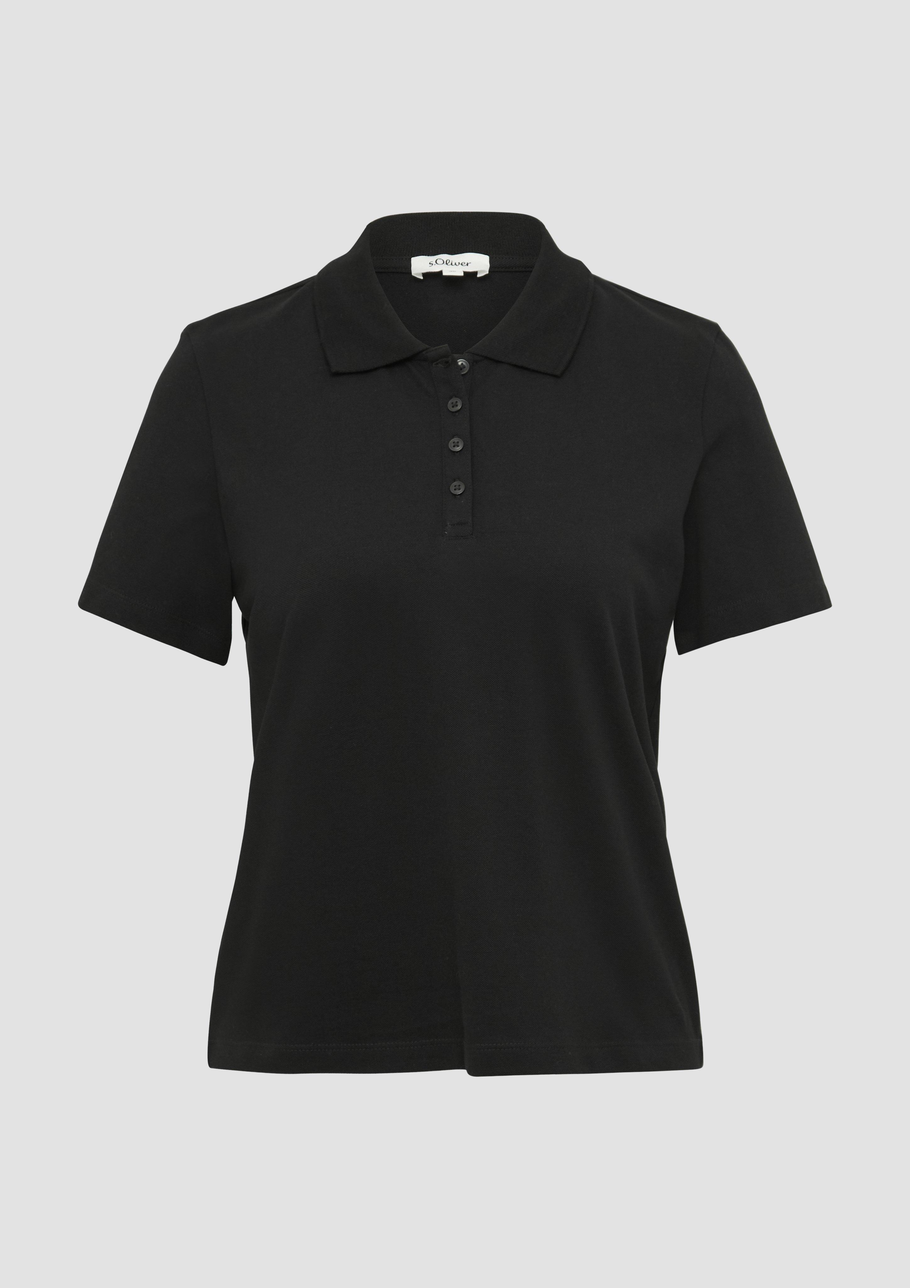 s.Oliver - Piqué-Poloshirt aus Baumwollmix, Damen, schwarz