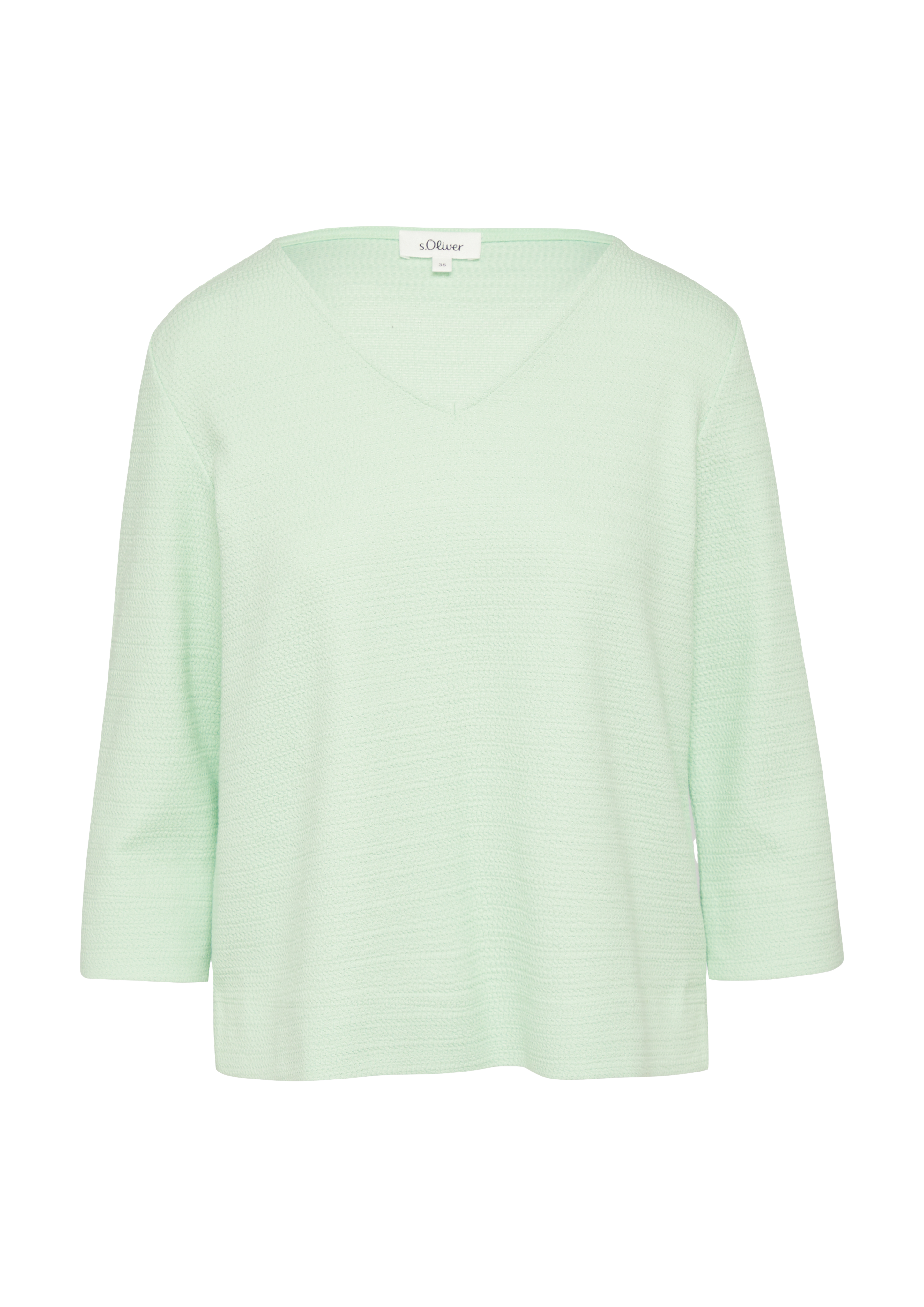 Strukturiertes Sweatshirt aus Baumwollmix mit 3/4-Ärmeln