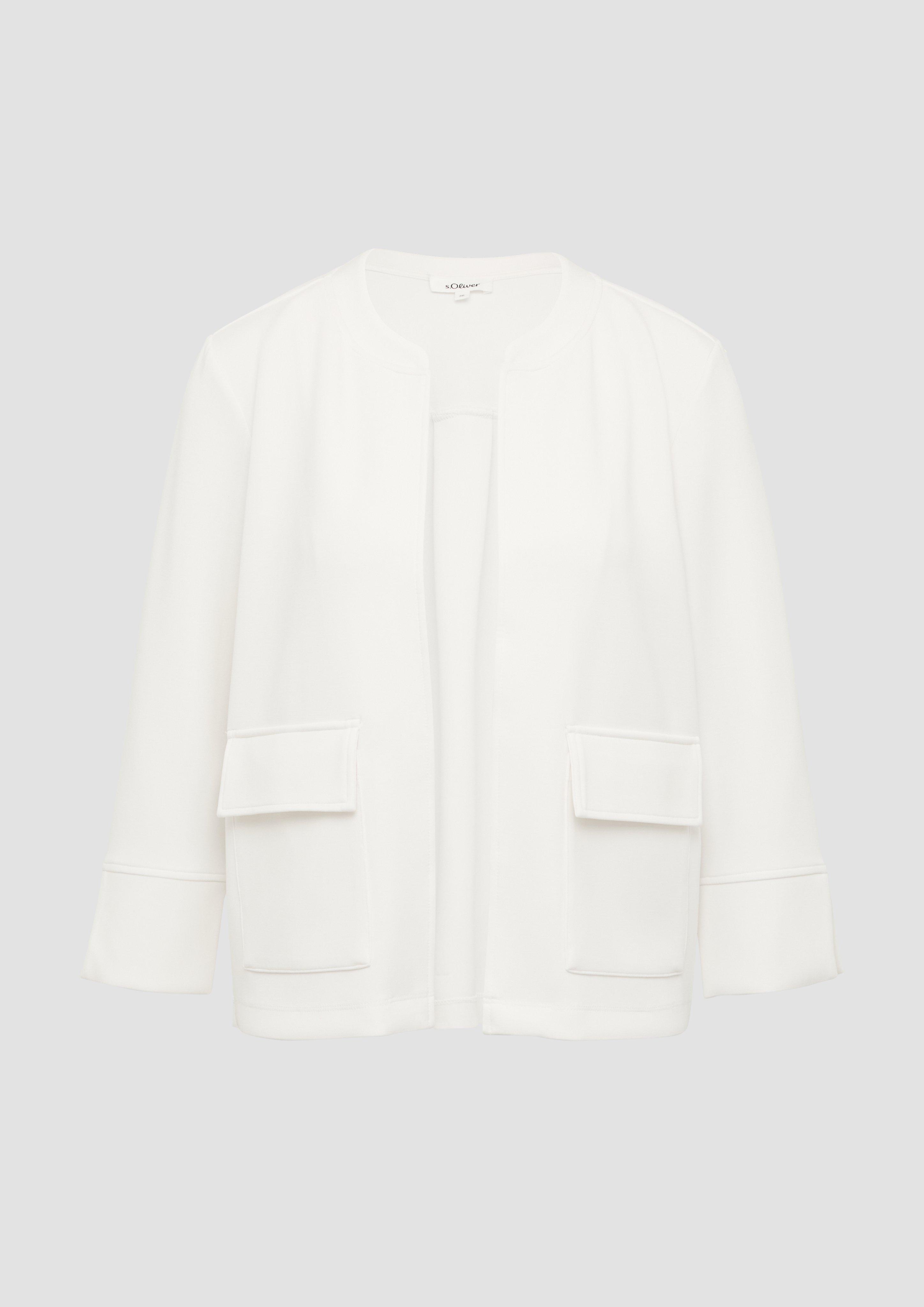 s.Oliver - Scuba-Sweatjacke mit Faltendetail, Damen, creme