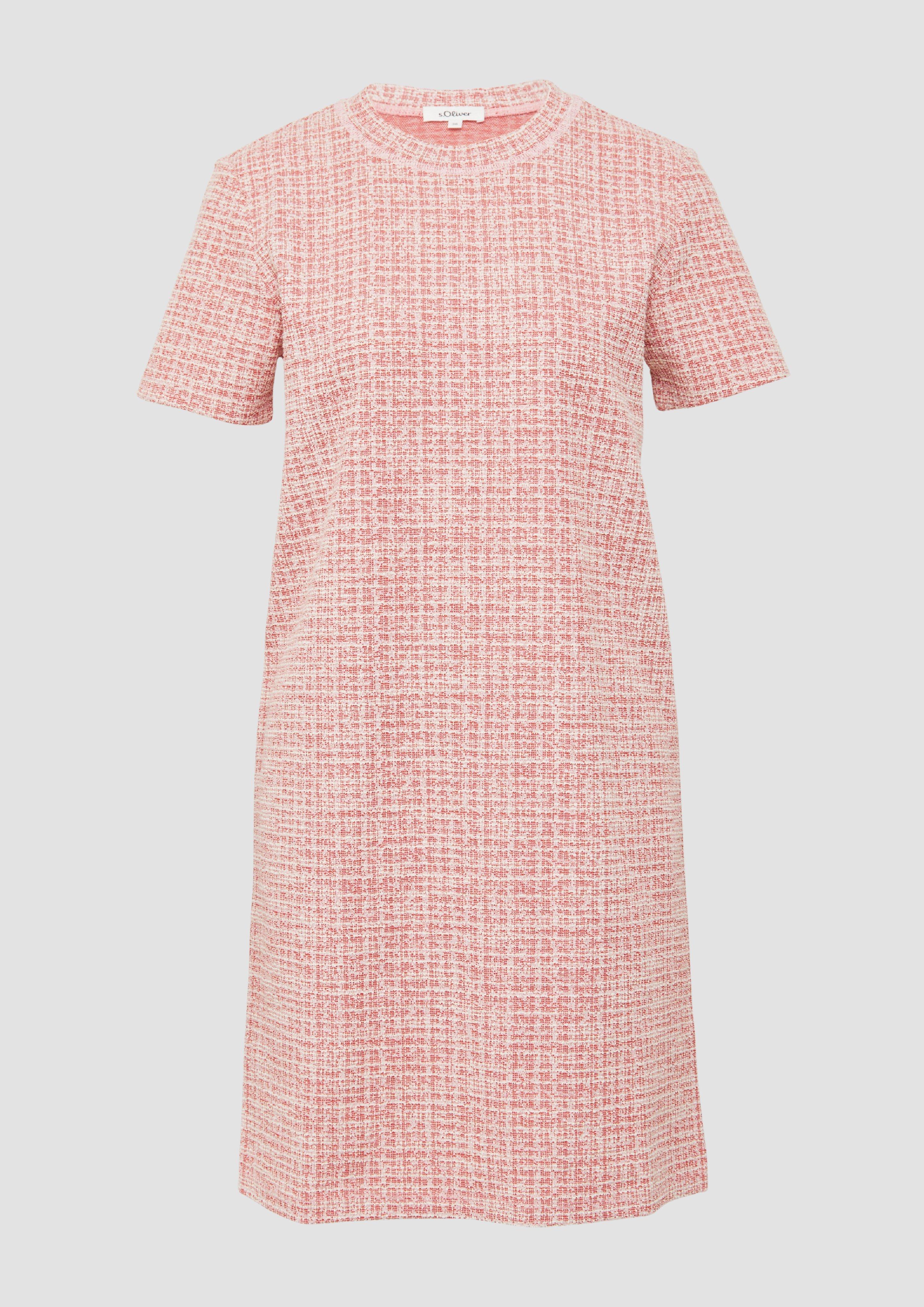 s.Oliver - Etuikleid aus Bouclé mit kurzen Ärmeln, Damen, rot|mehrfarbig