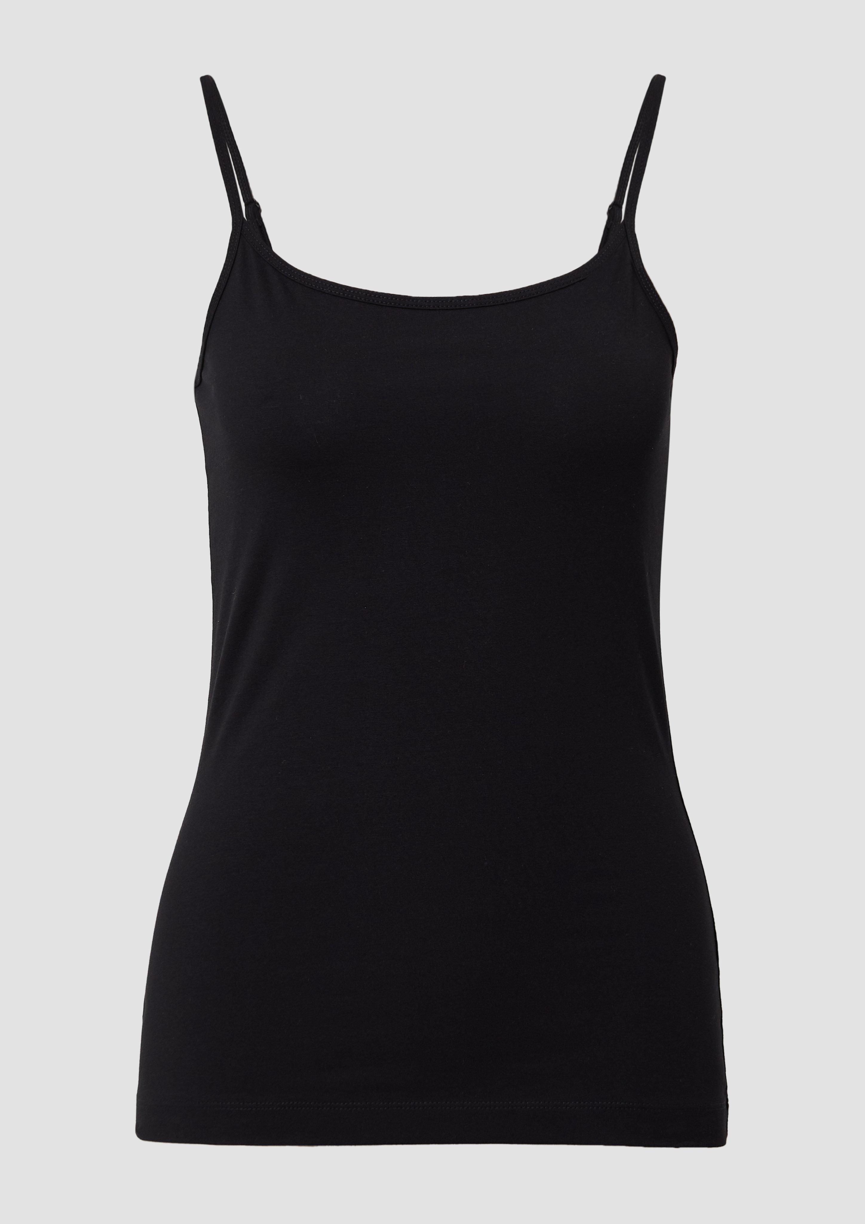 s.Oliver - Top mit verstellbaren Spaghettiträgern im Slim Fit, Damen, schwarz
