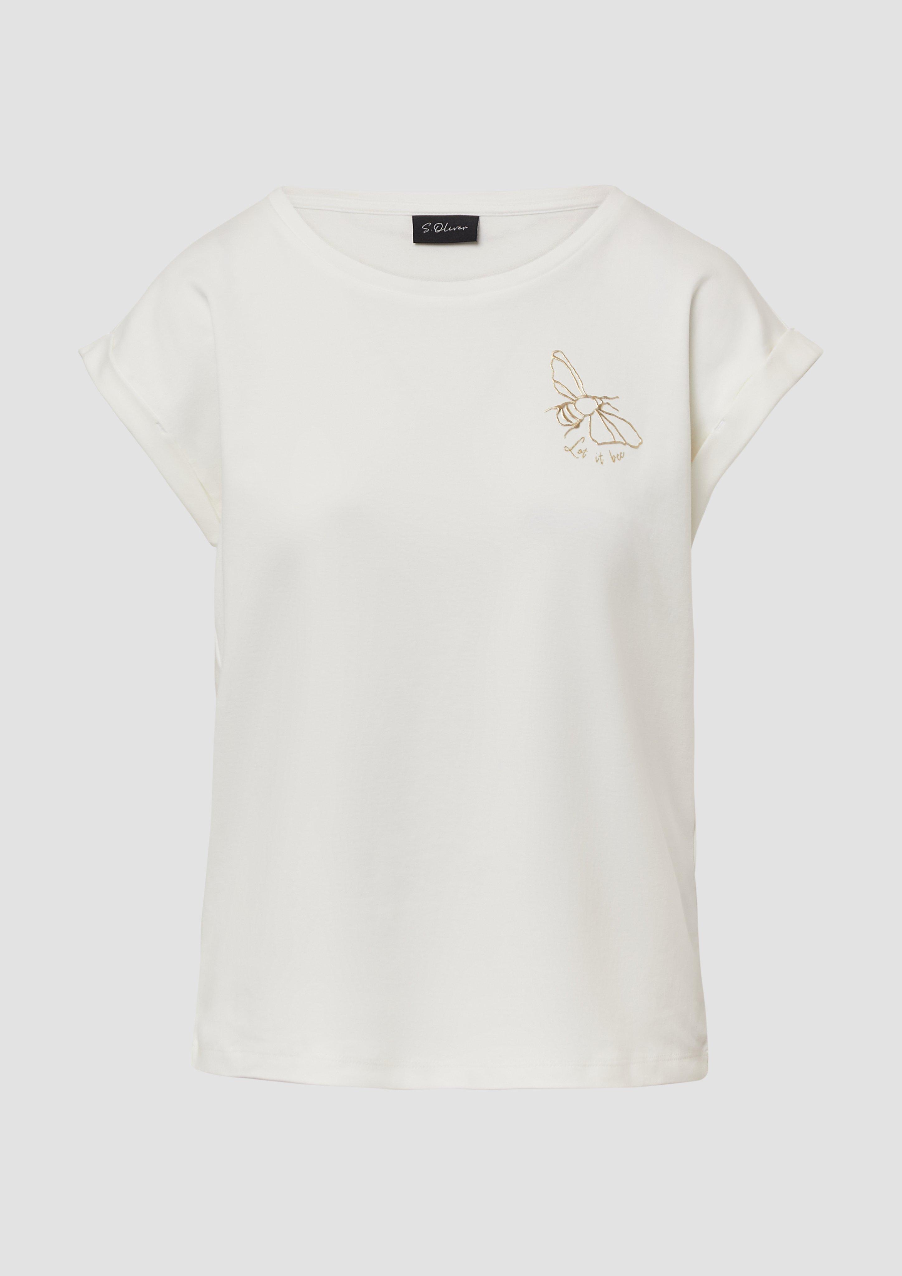 s.Oliver - Shirt aus Interlockjersey mit Motivprint, Damen, creme