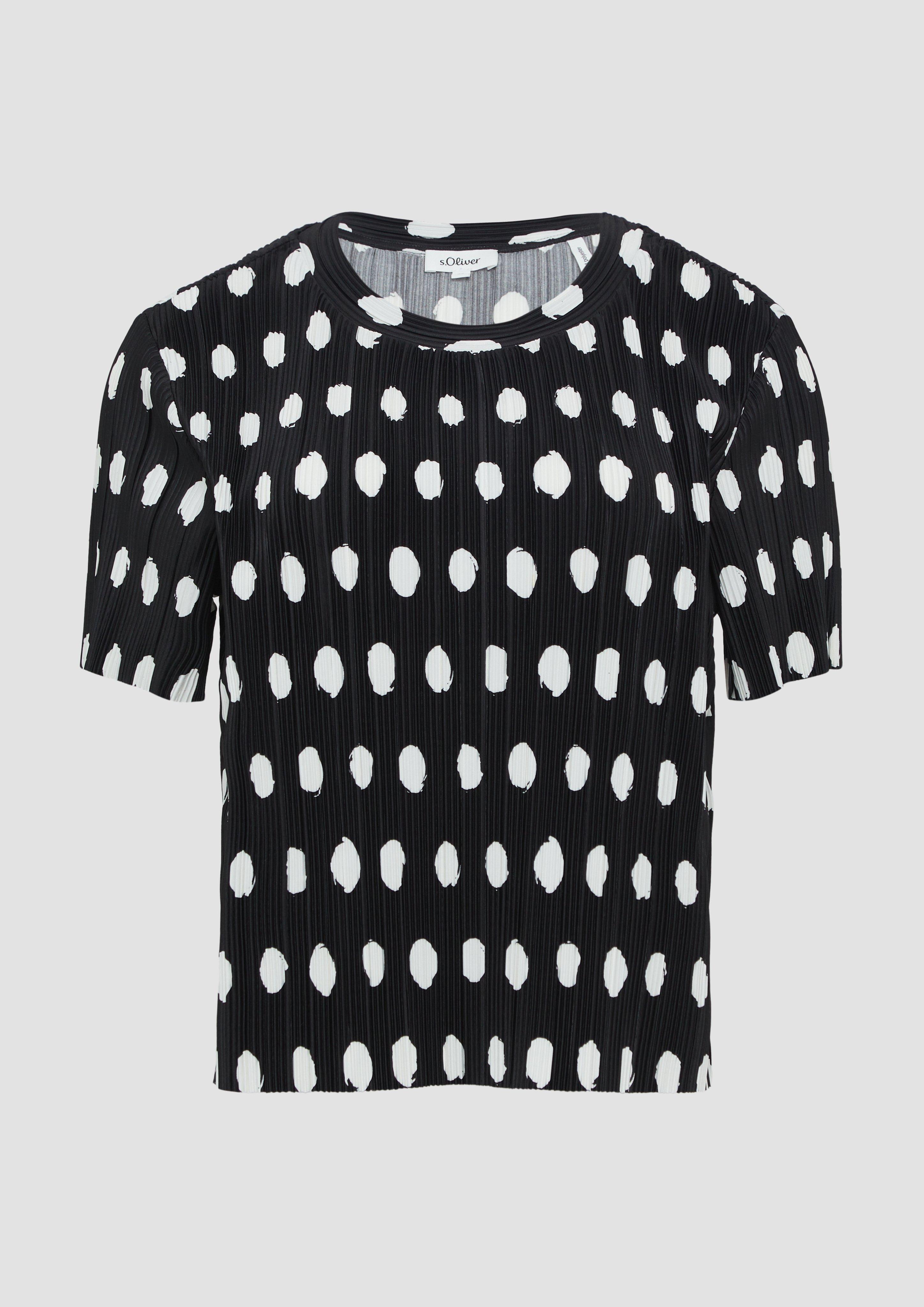 Thumbnail - s.Oliver - Verkürztes T-Shirt aus Plissee mit Rundhalsausschnitt, Damen, schwarz