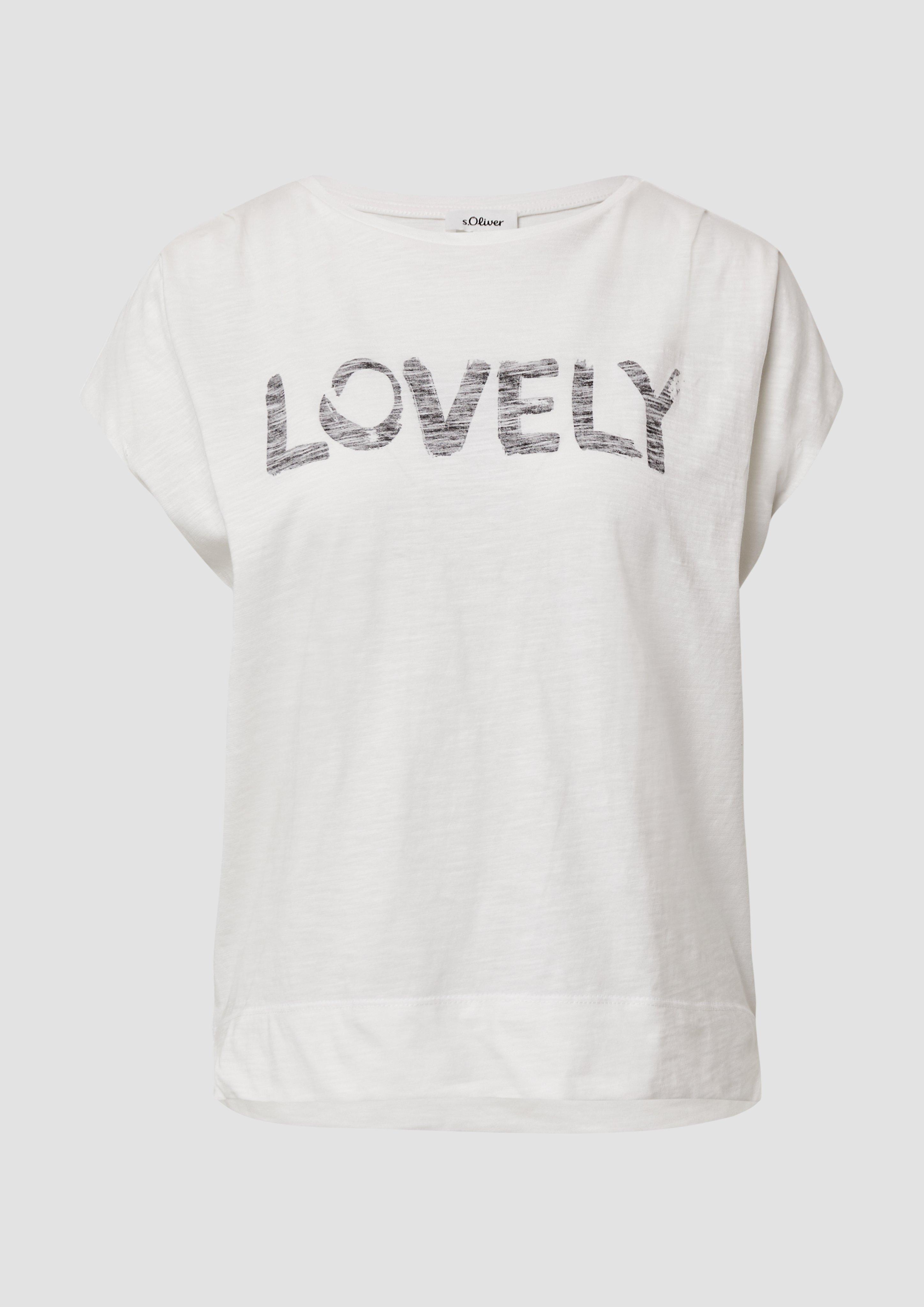 s.Oliver - Ärmelloses T-Shirt im Relaxed Fit mit Frontprint, Damen, creme