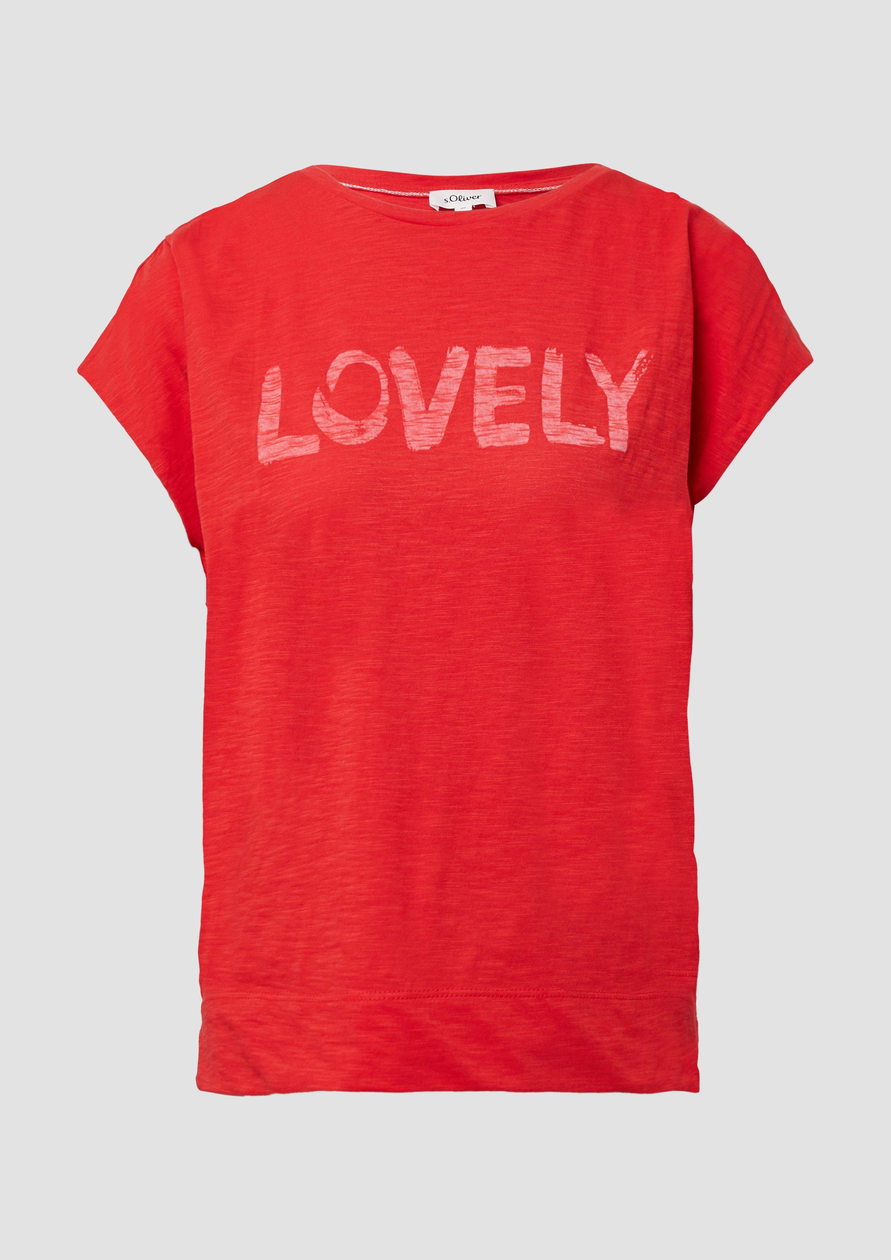 s.Oliver - Ärmelloses T-Shirt im Relaxed Fit mit Frontprint, Damen, rot
