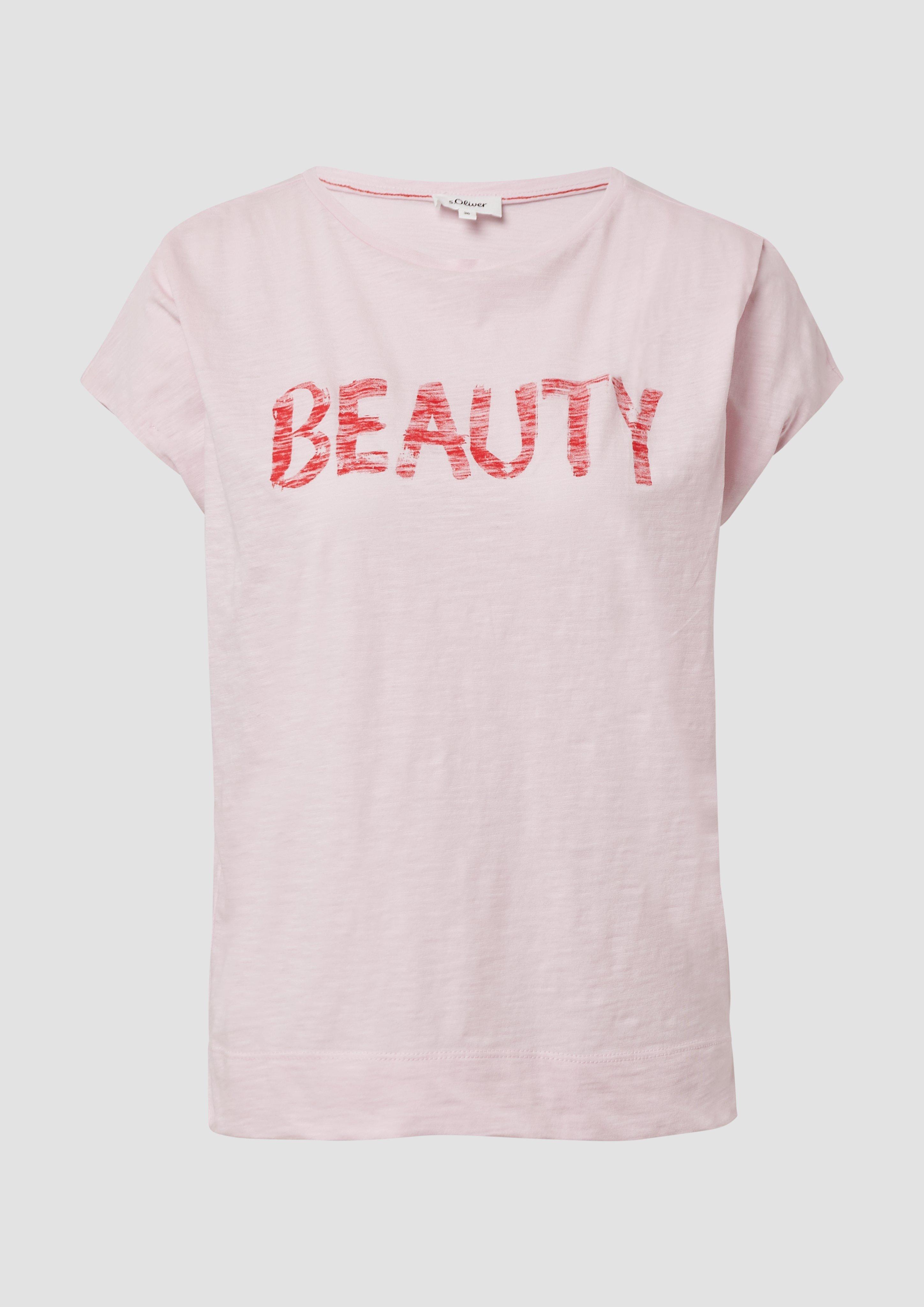 s.Oliver - Ärmelloses T-Shirt im Relaxed Fit mit Frontprint, Damen, Rosa