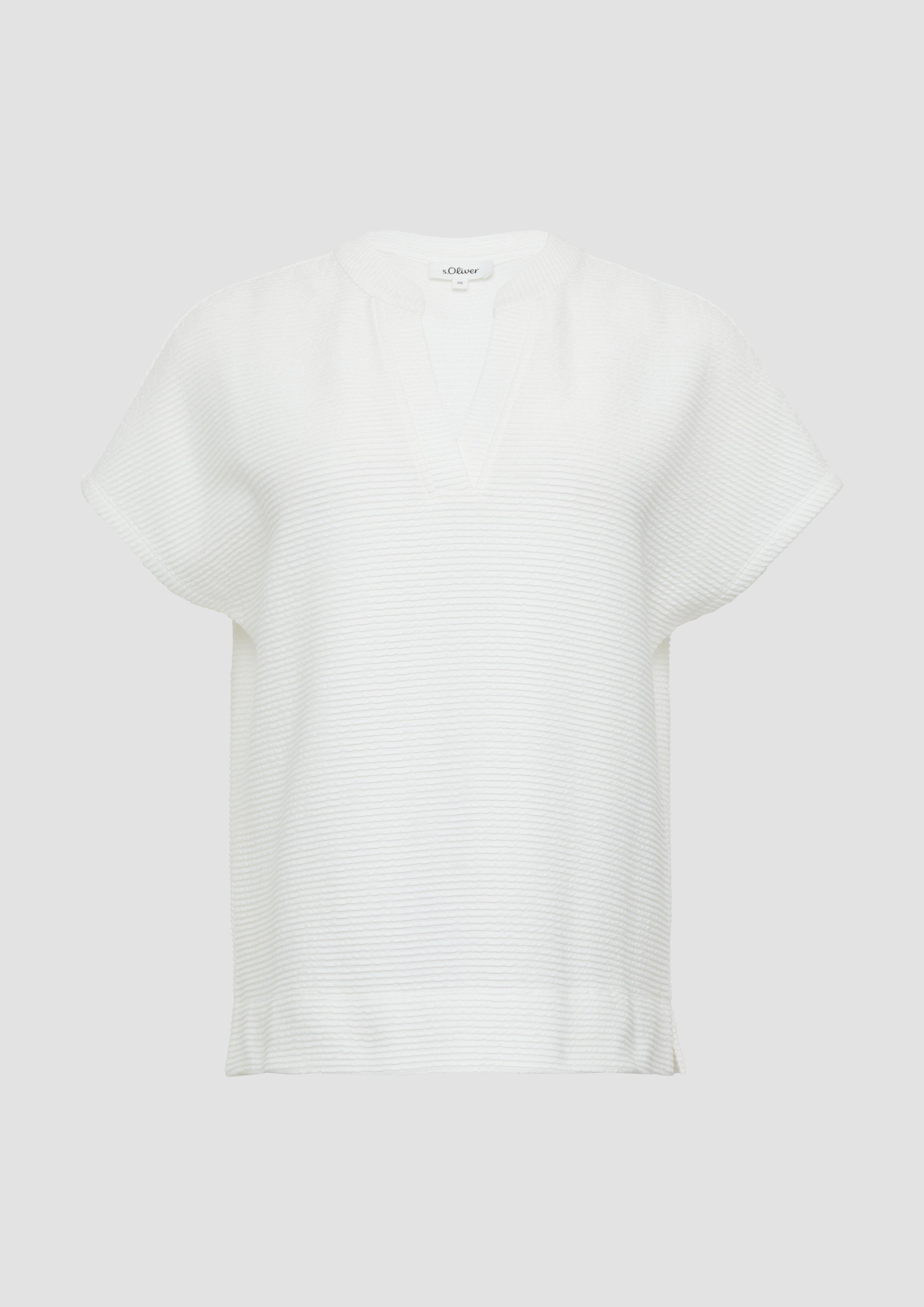 s.Oliver - Weiches T-Shirt im Relaxed Fit mit Struktur, Damen, creme