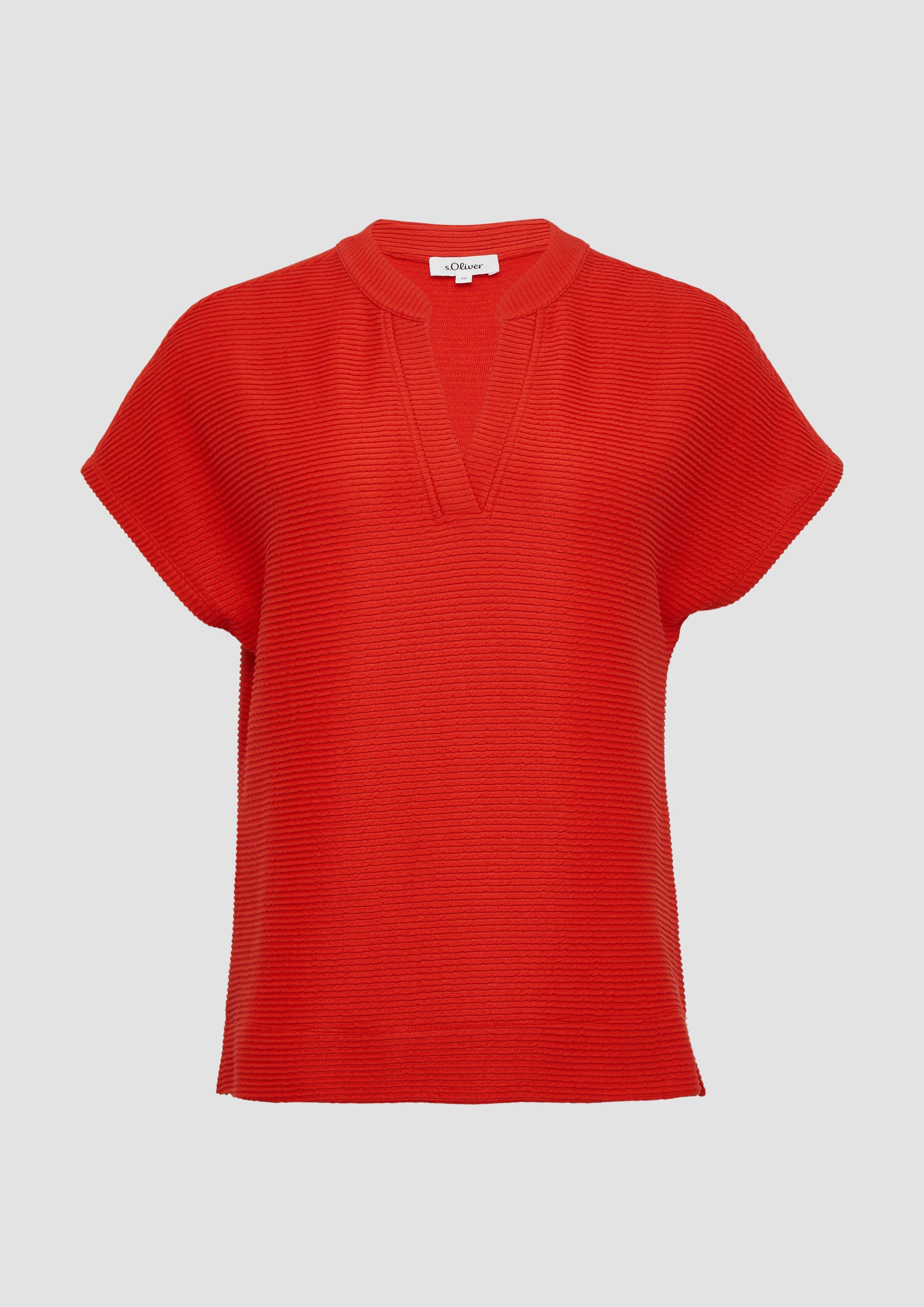 s.Oliver - Weiches T-Shirt im Relaxed Fit mit Struktur, Damen, rot