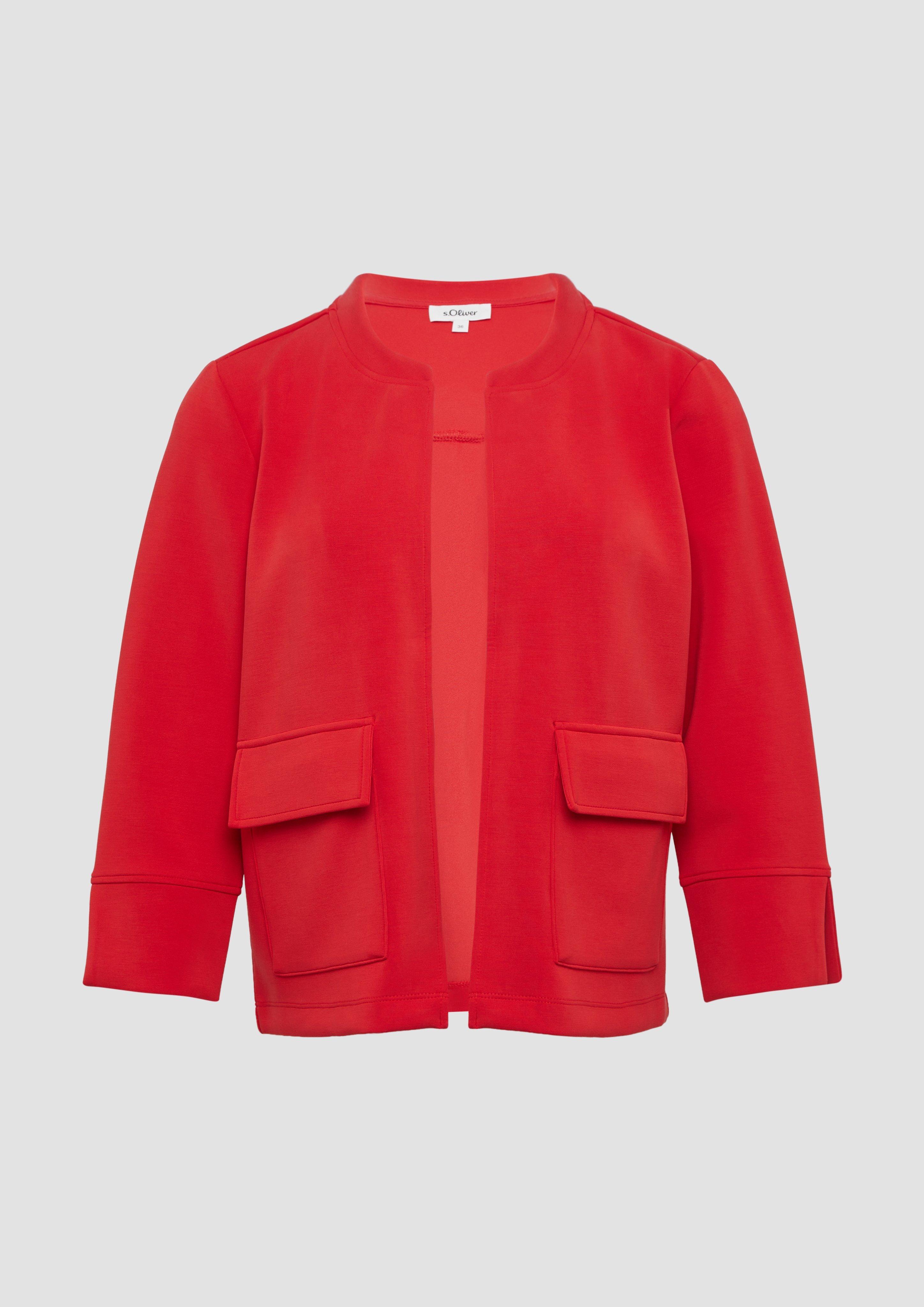 s.Oliver - Scuba-Jacke im Relaxed Fit mit 3/4-Ärmeln, Damen, rot