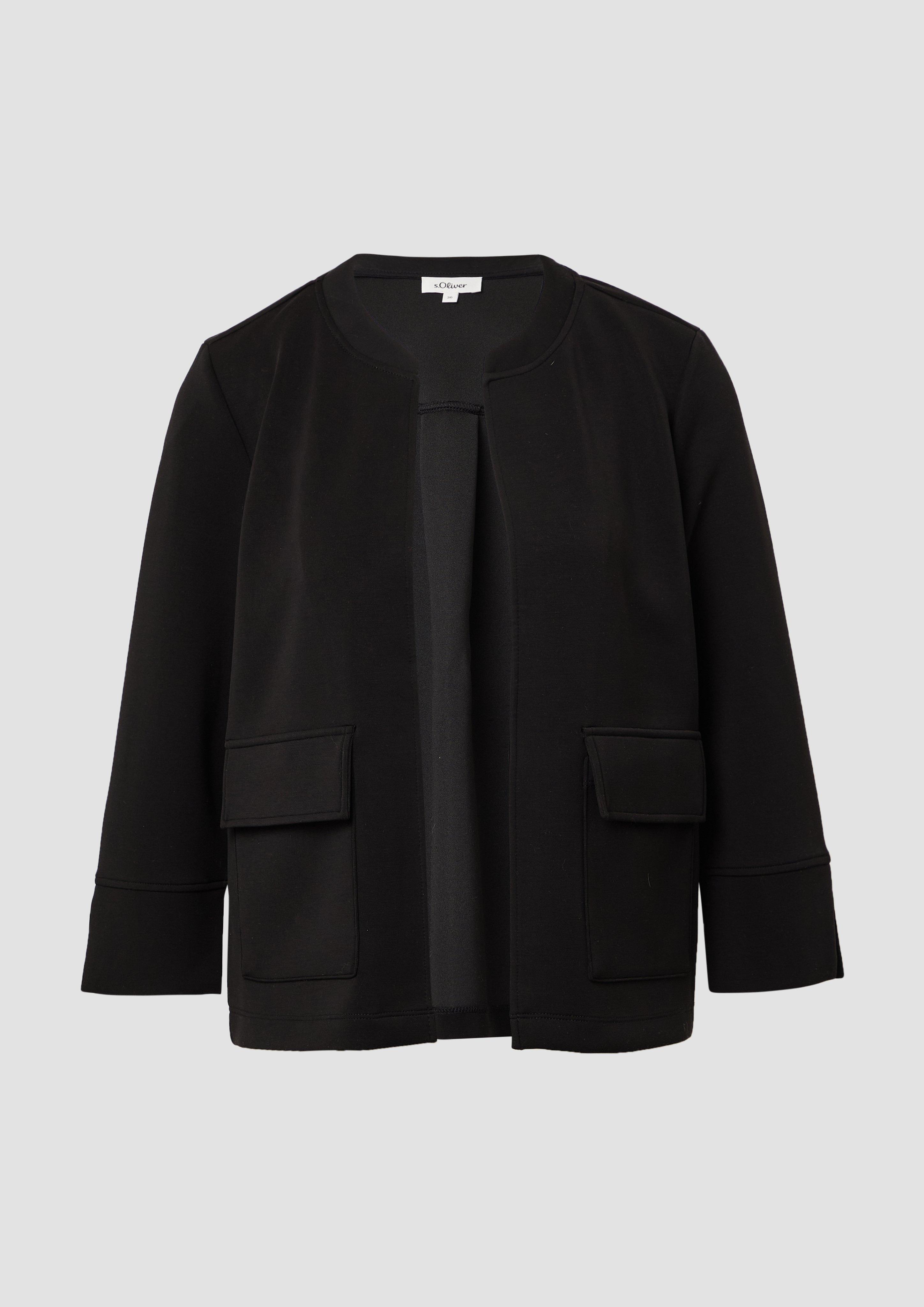 s.Oliver - Scuba-Jacke im Relaxed Fit mit 3/4-Ärmeln, Damen, schwarz