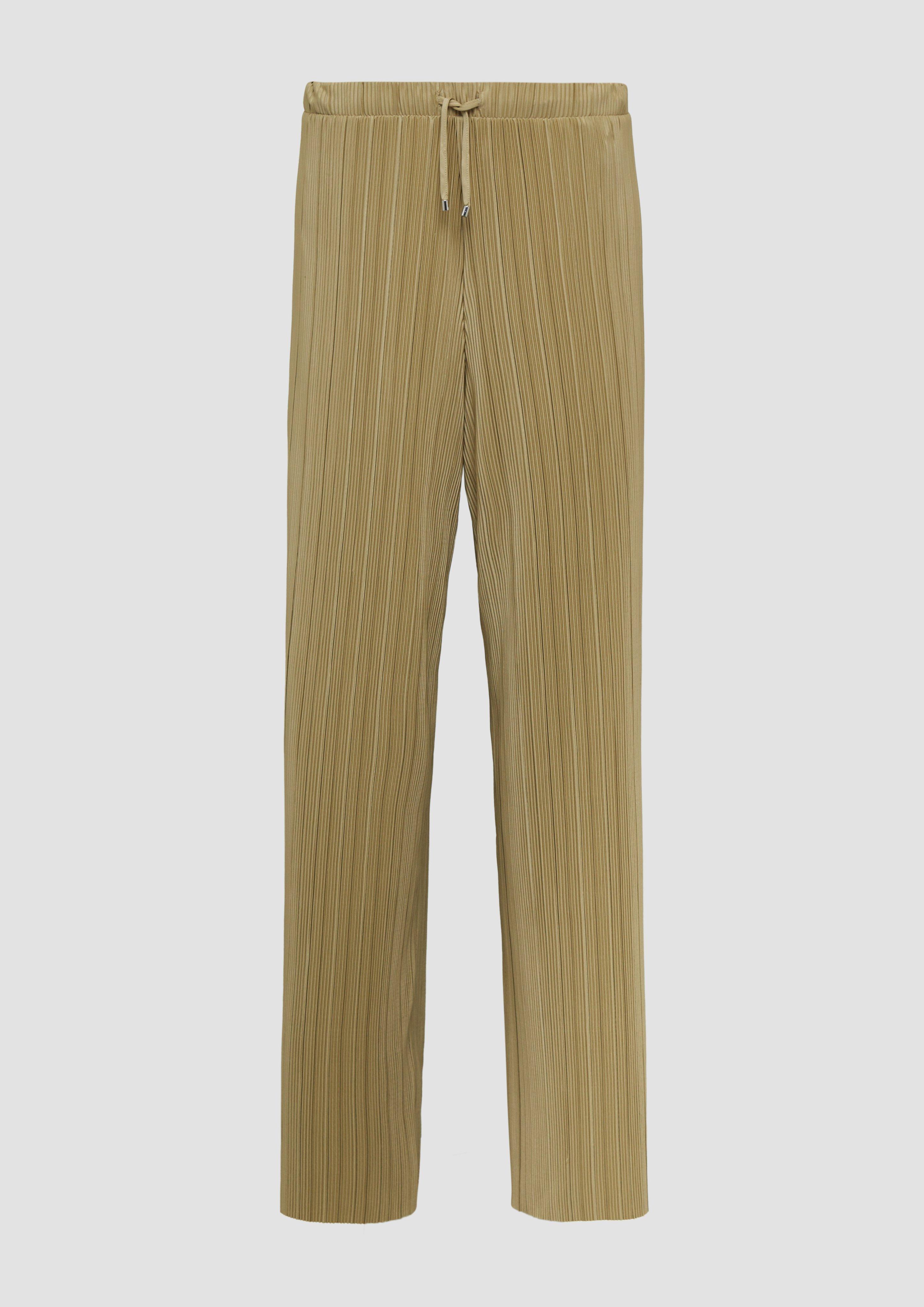 s.Oliver - Plissierte Wide-Leg-Hose im Relaxed Fit, Damen, braun