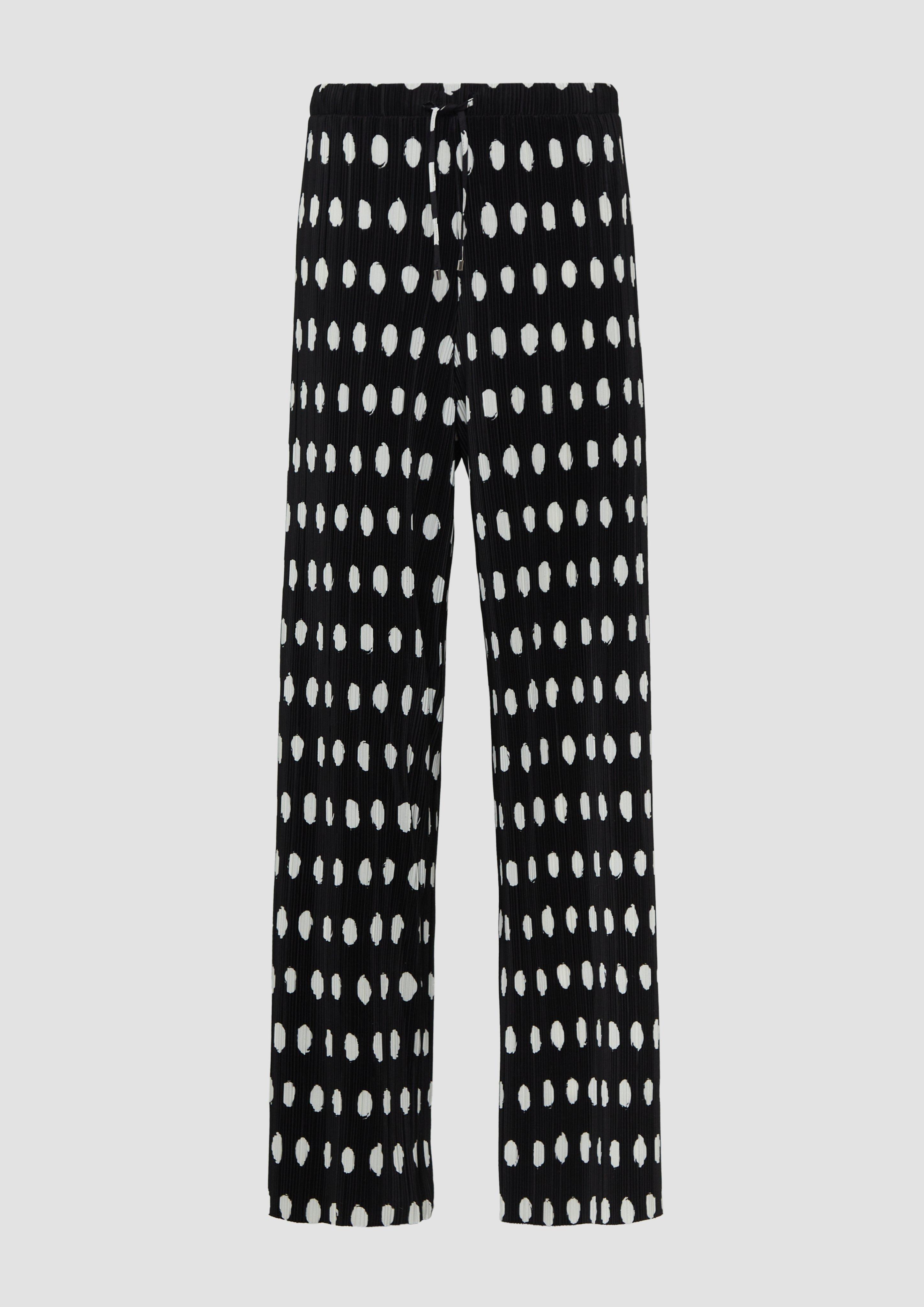 s.Oliver - Plissierte Wide-Leg-Hose im Relaxed Fit, Damen, schwarz