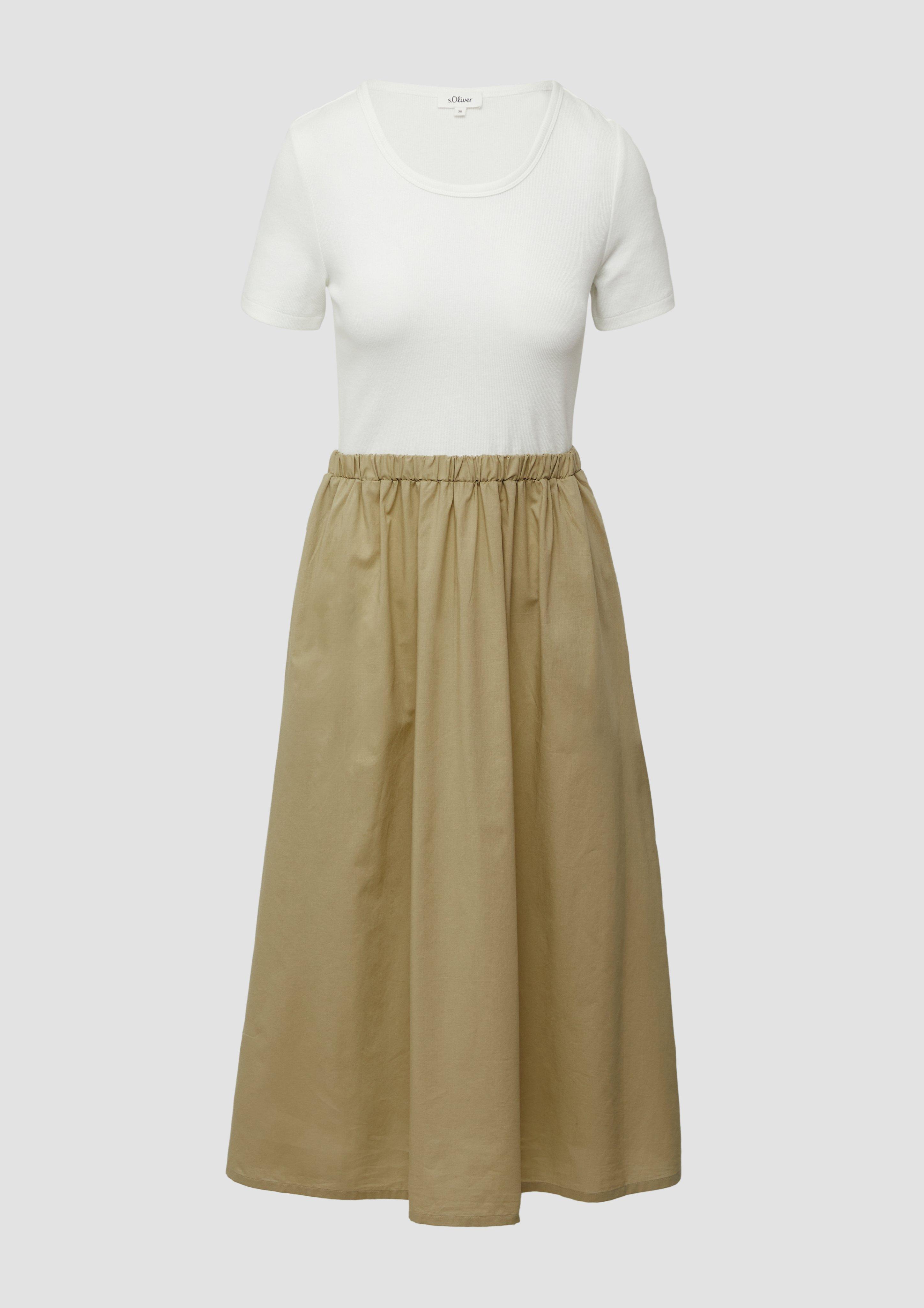 s.Oliver - Midikleid im Fabricmix mit Eingrifftaschen, Damen, braun|creme