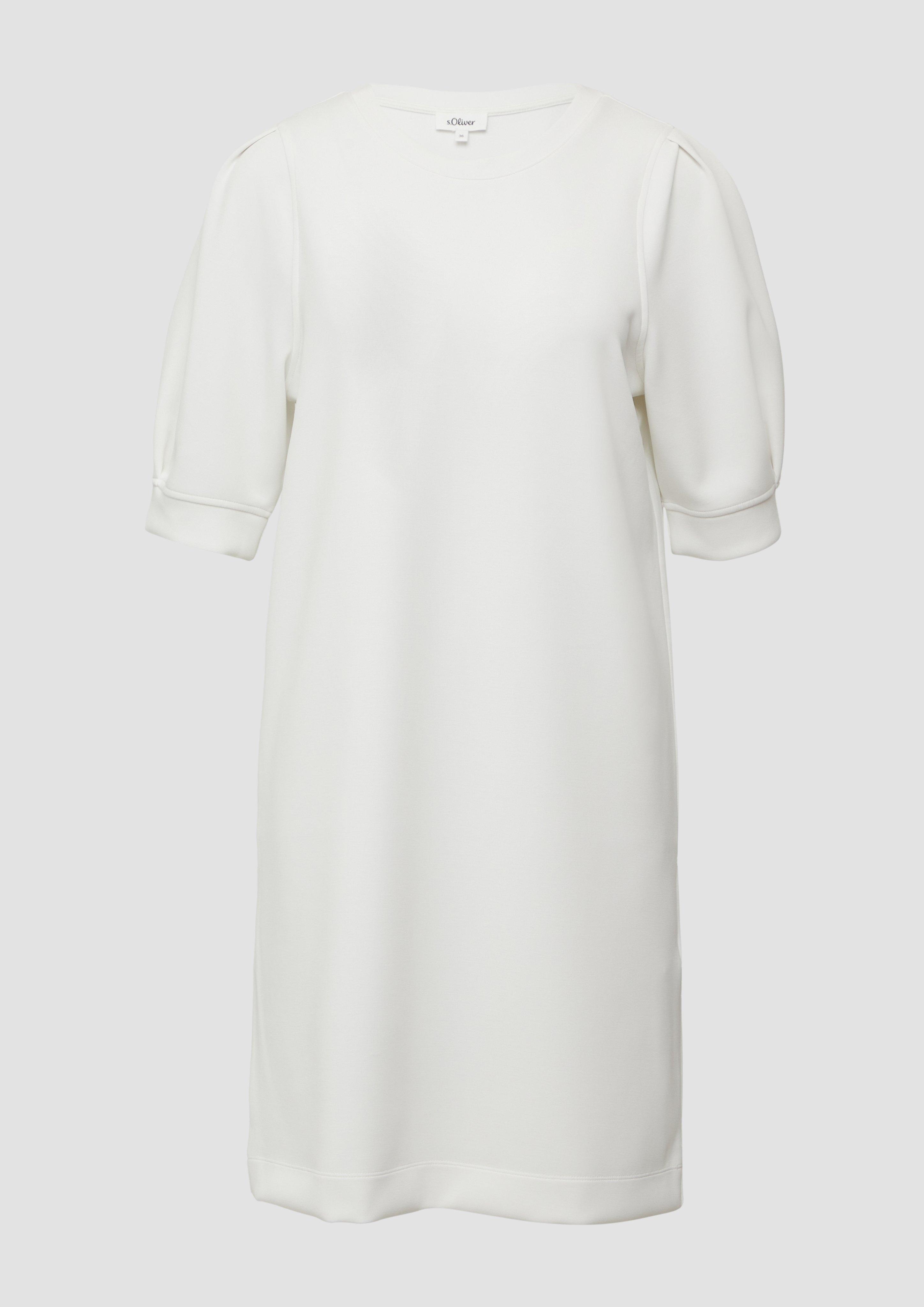 s.Oliver - Kurzes Scuba-Kleid mit Puffärmeln, Damen, creme