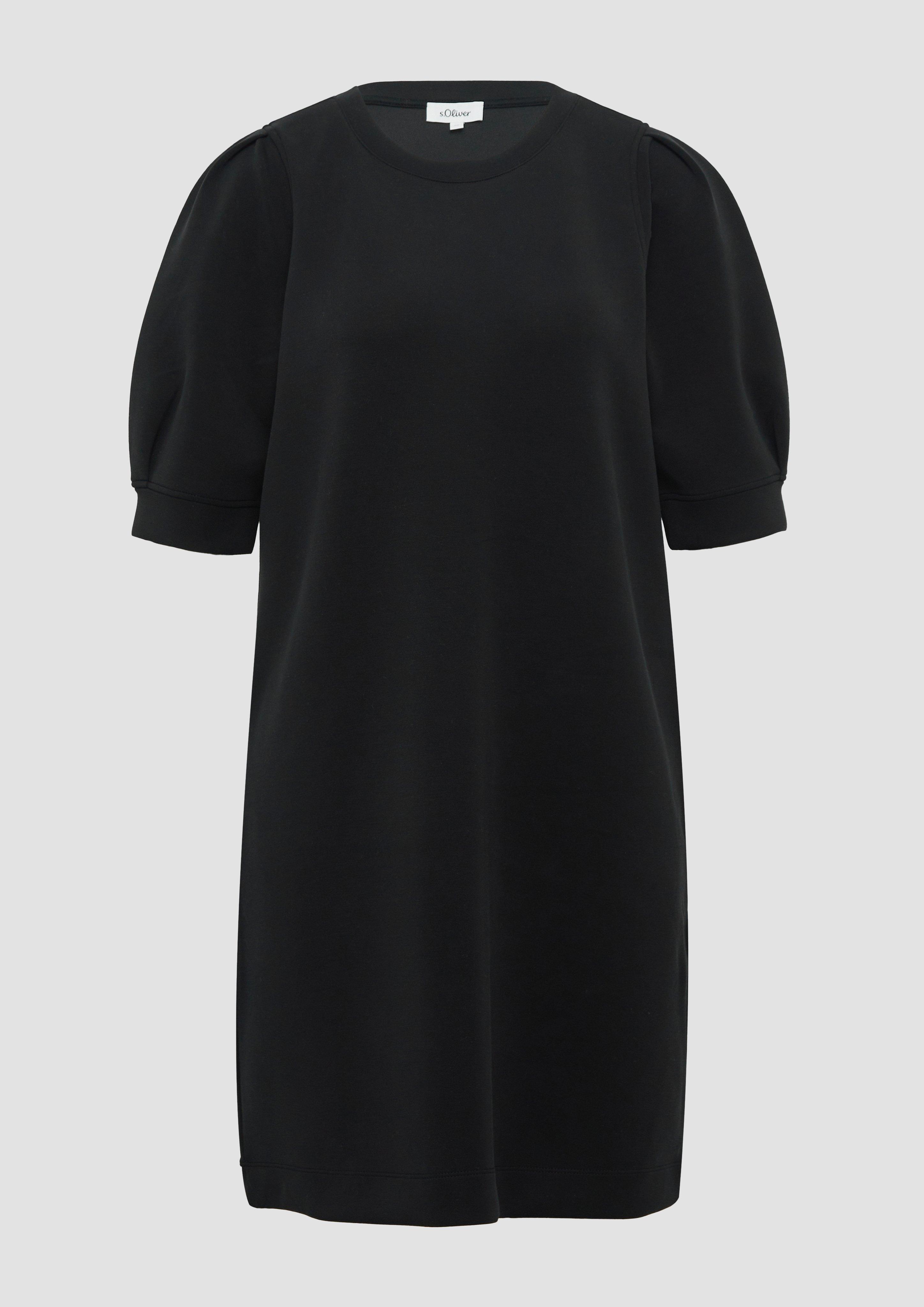 s.Oliver - Kurzes Scuba-Kleid mit Puffärmeln, Damen, schwarz