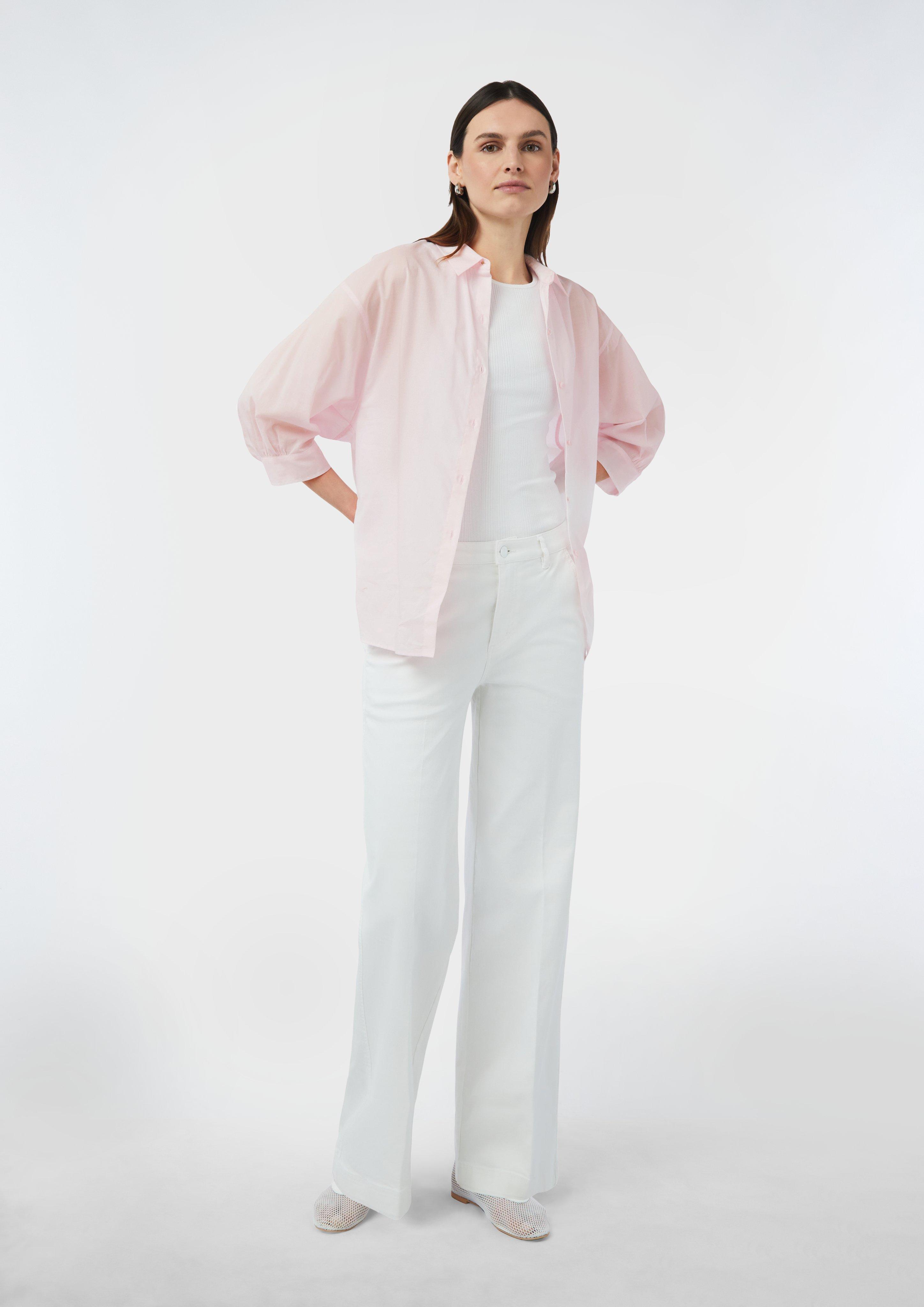 Oversized shirt blouse with gathering details - Pink | SCAYLE