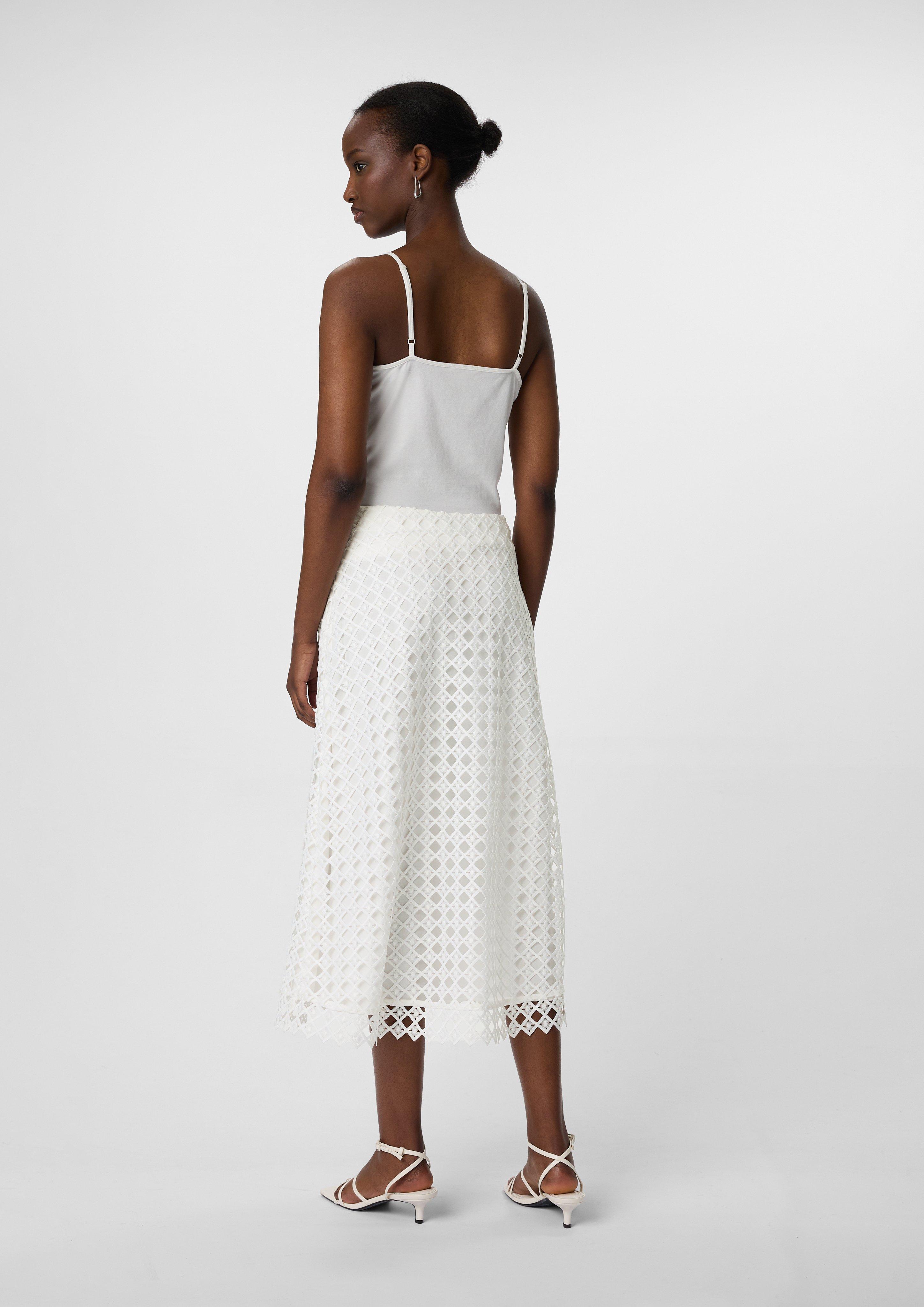 Flared lace midi skirt - White | SCAYLE