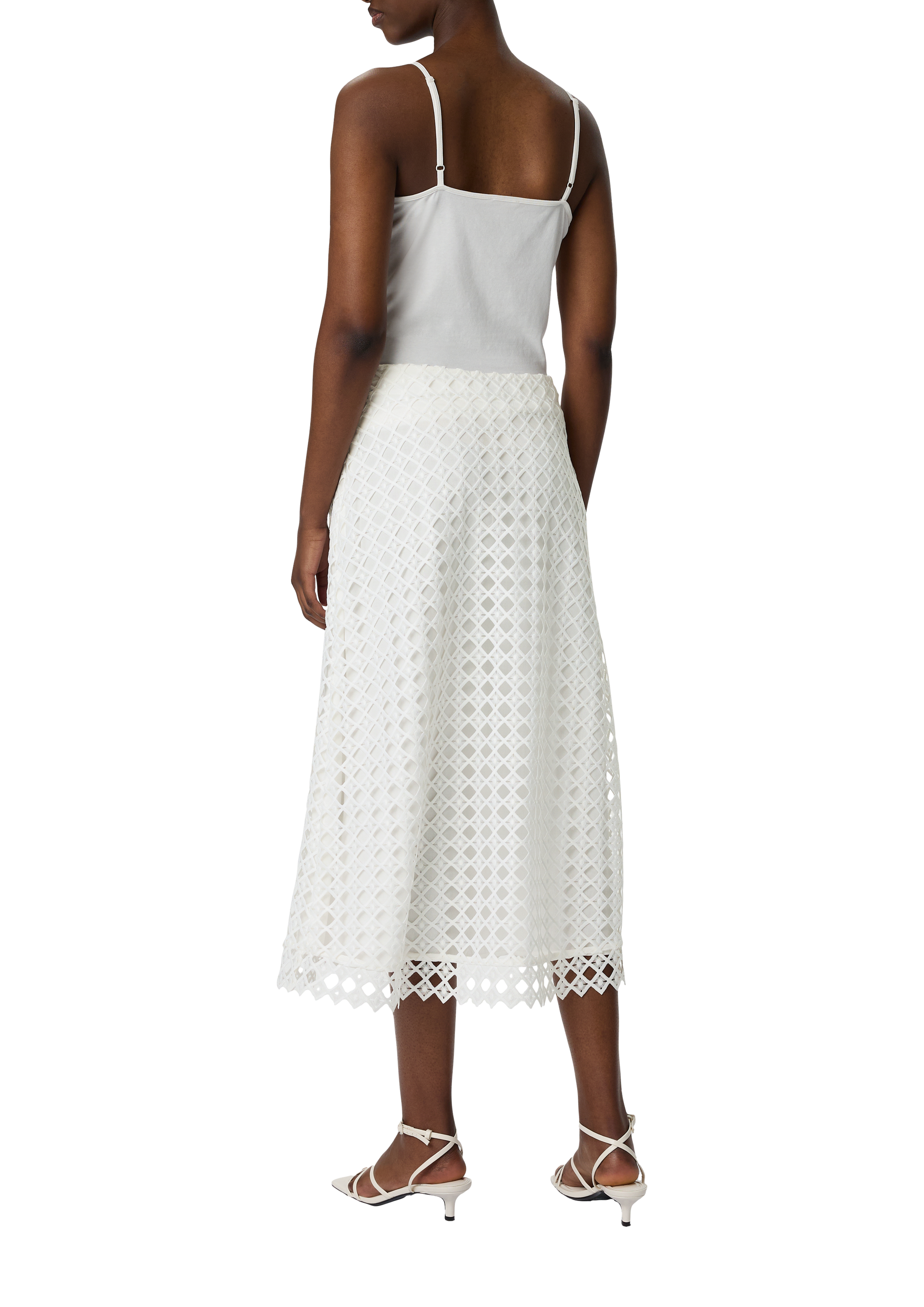 【送料&関税込】Herno White Flared Midi Skirt Brunello Cucinelli - White Techno Cotton Bubble Hem Midi Skirt