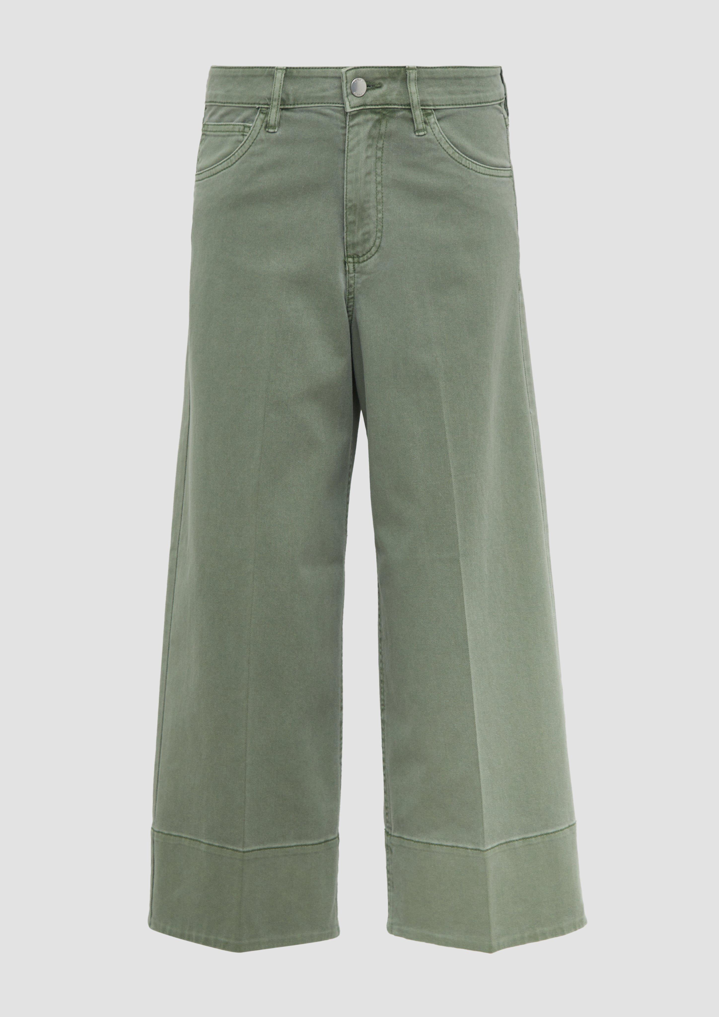 s.Oliver - Culotte-Jeans / Regular Fit / High Rise / Wide Leg / Bügelfalten, Damen, grün