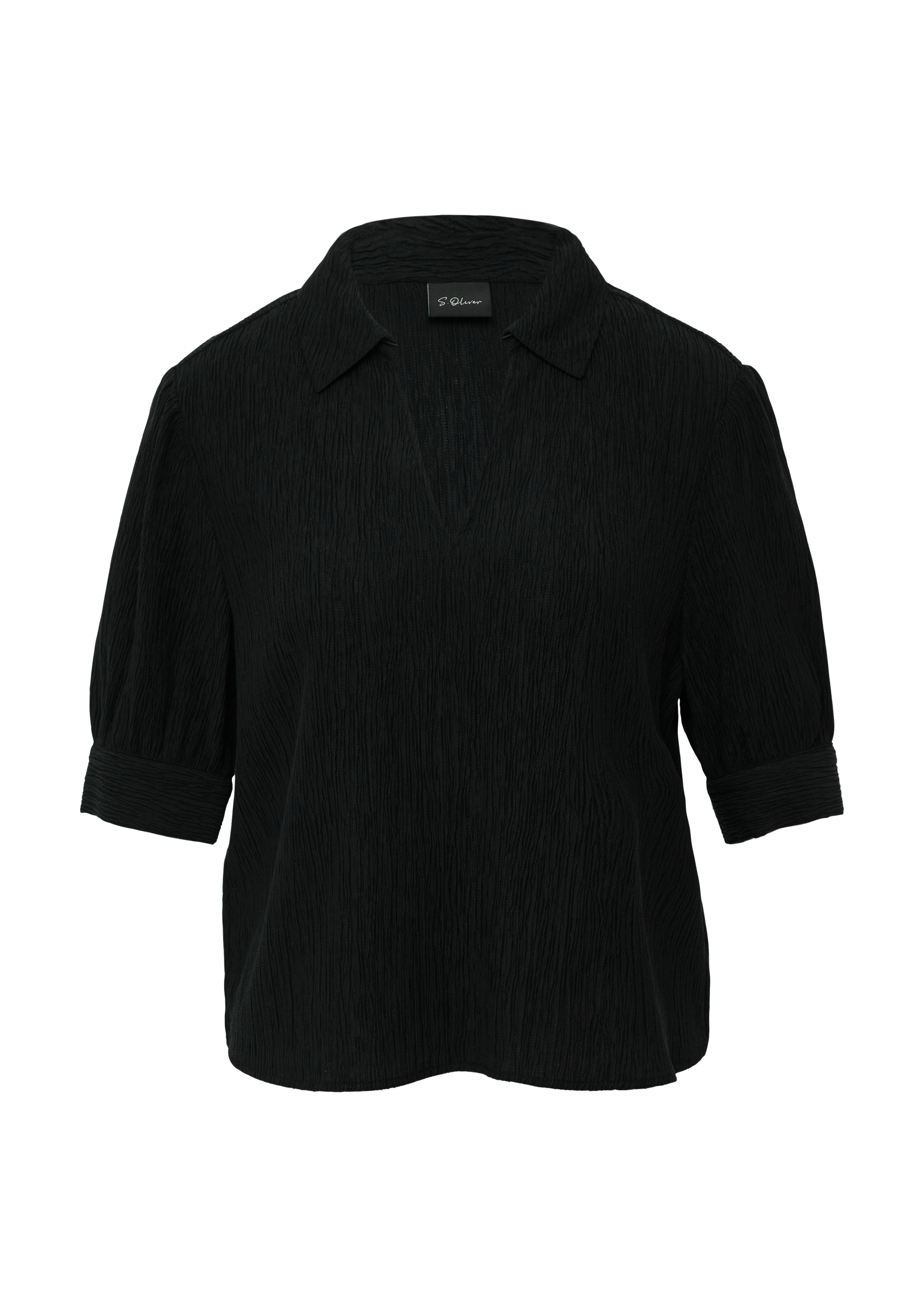 Verkürzte Plissee-Bluse im Loose Fit mit Puffärmeln