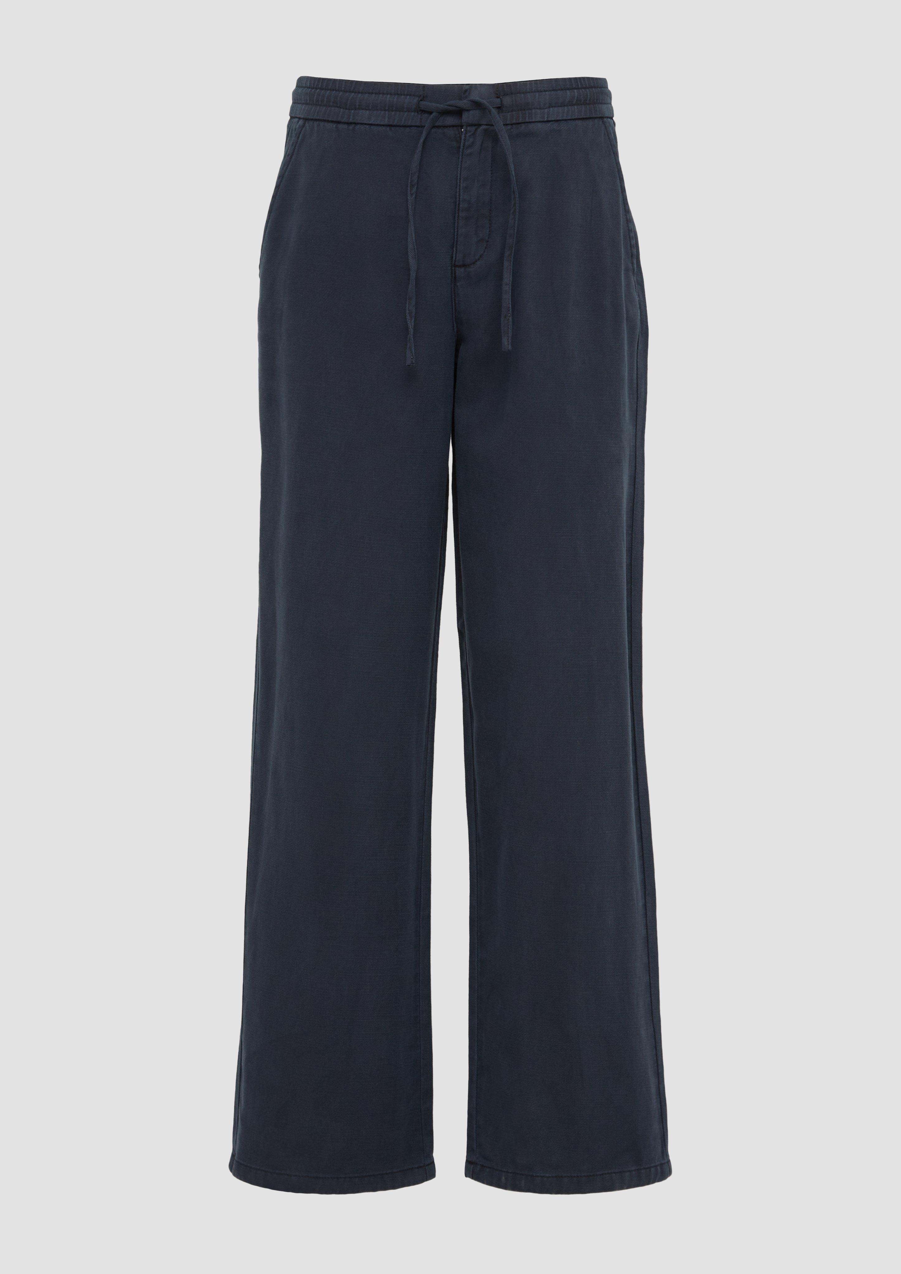 s.Oliver - Relaxed-Fit-Twillhose mit Elastikbund und Bindeband, Damen, blau