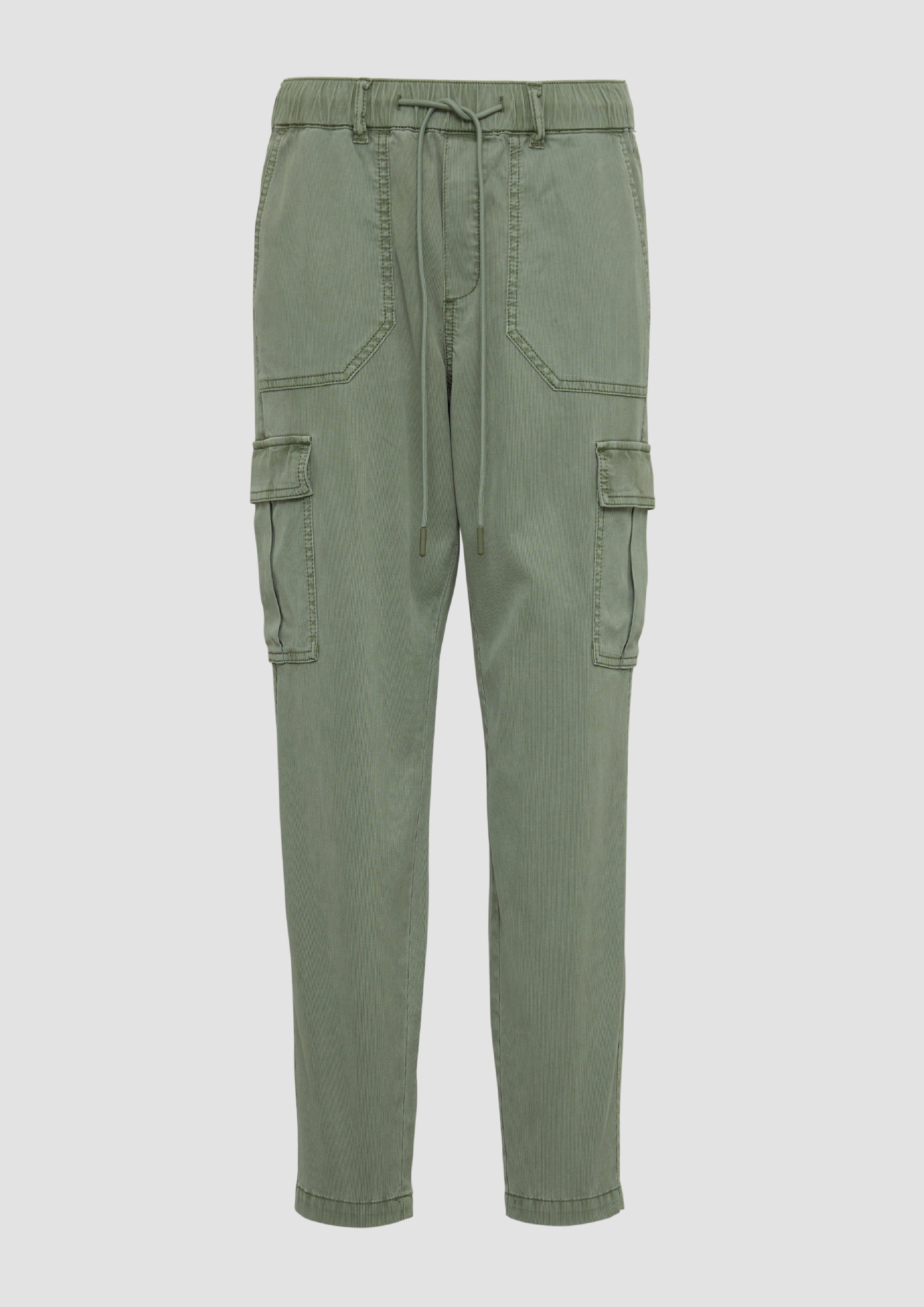 s.Oliver - Strukturierte Jogpants mit Cargo-Taschen aus Viskosemix, Damen, grün