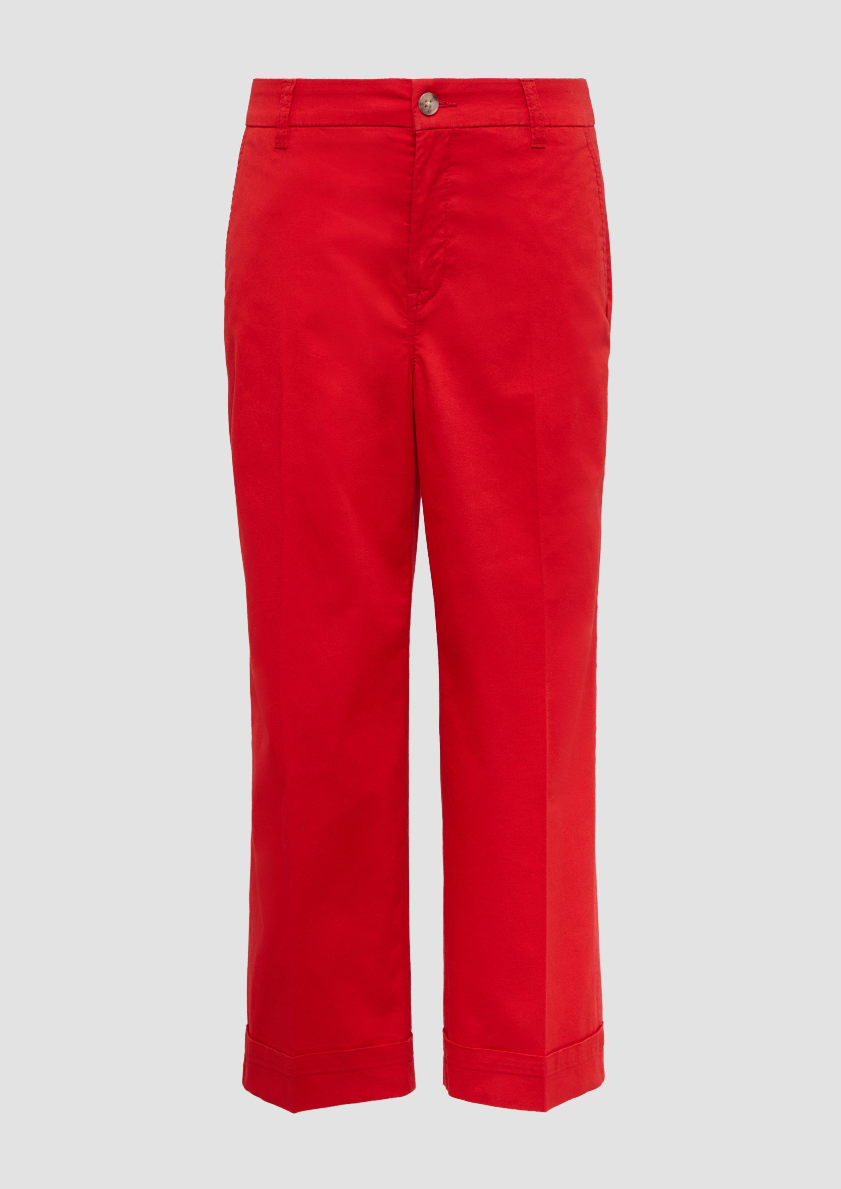 s.Oliver - High-Rise-Culotte aus Baumwollstretch mit Bügelfalten, Damen, rot