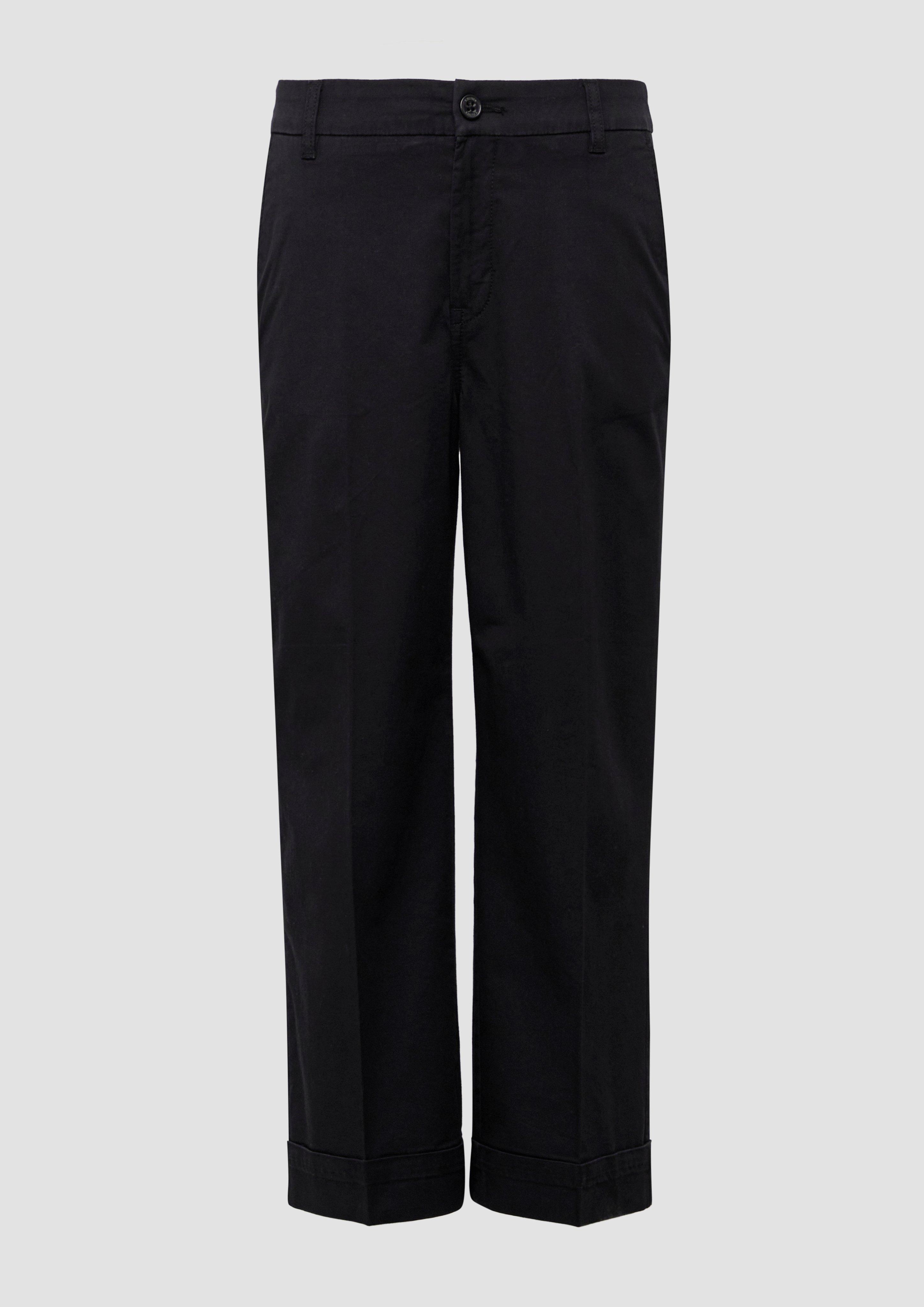 s.Oliver - High-Rise-Culotte aus Baumwollstretch mit Bügelfalten, Damen, schwarz