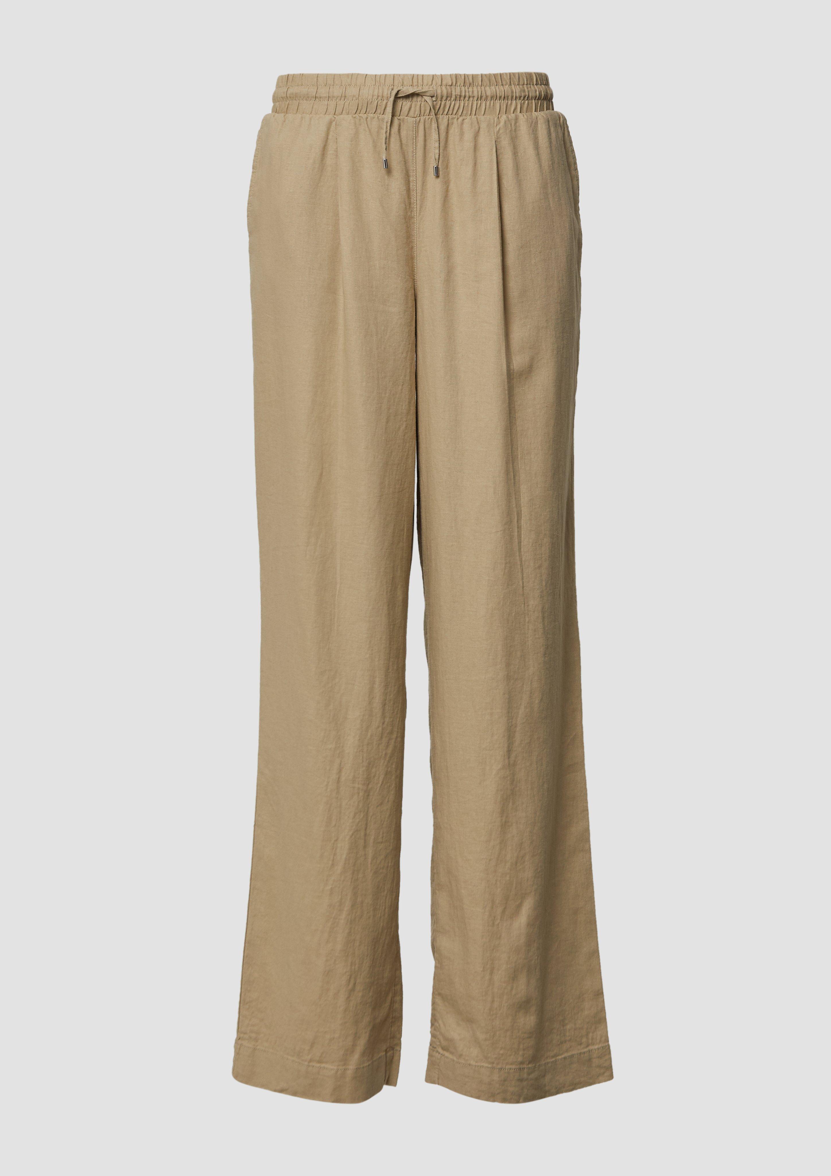 s.Oliver - Wide-Leg-Hose aus Leinemix, Damen, braun