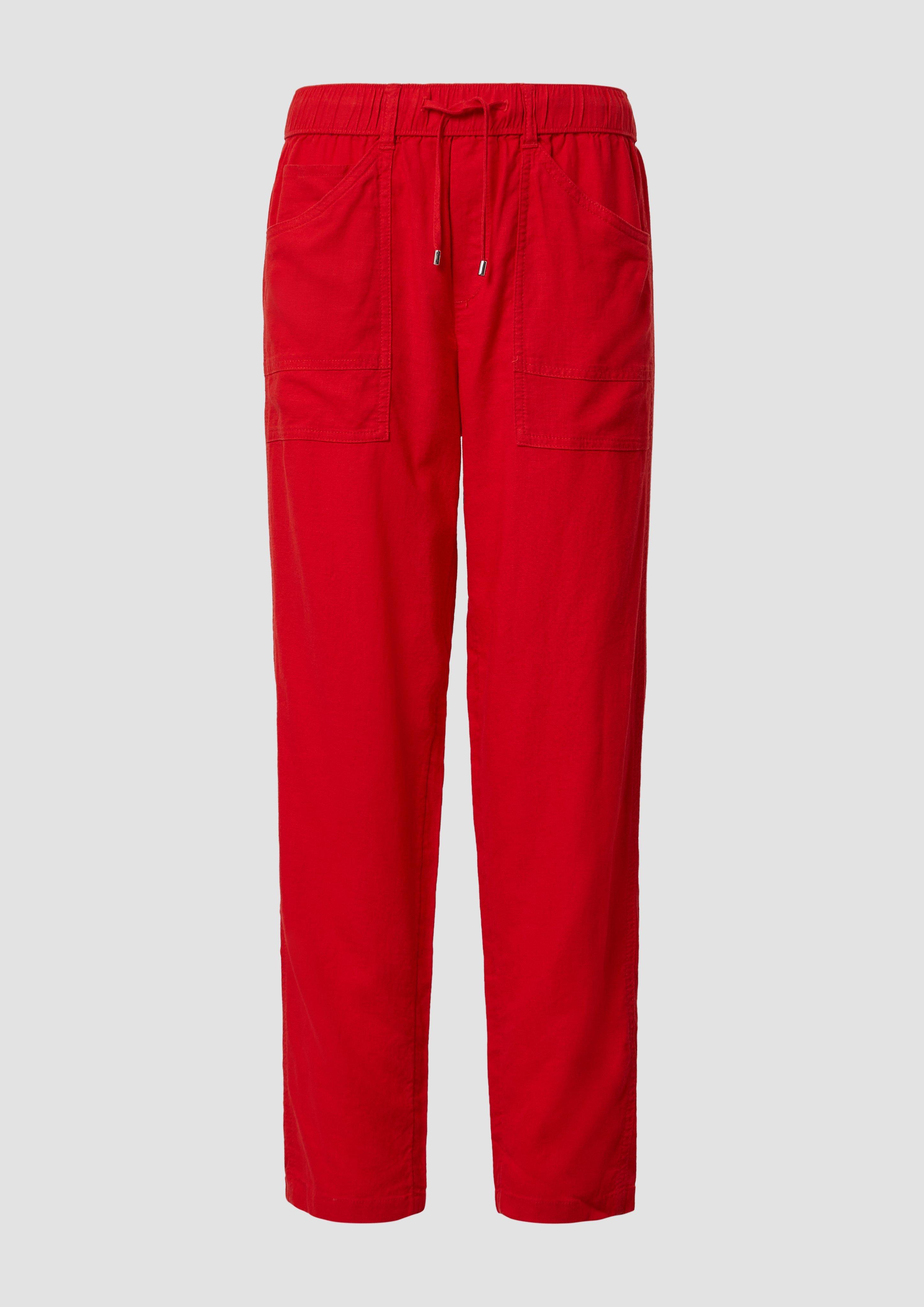 s.Oliver - Ankle-Jogpants aus Leinenmix, Damen, rot