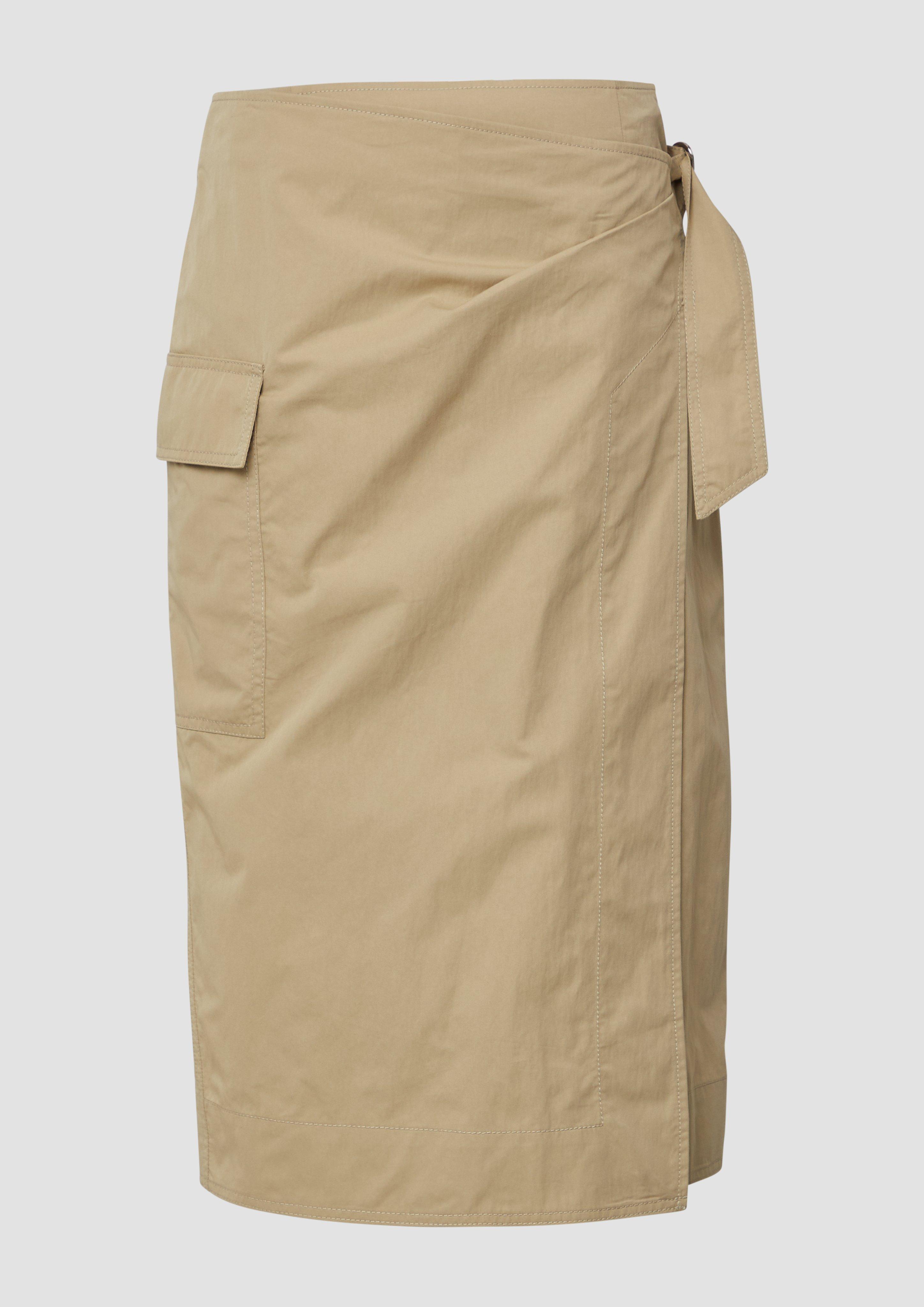 s.Oliver - Midirock in Wickel-Optik mit Cargotasche, Damen, braun